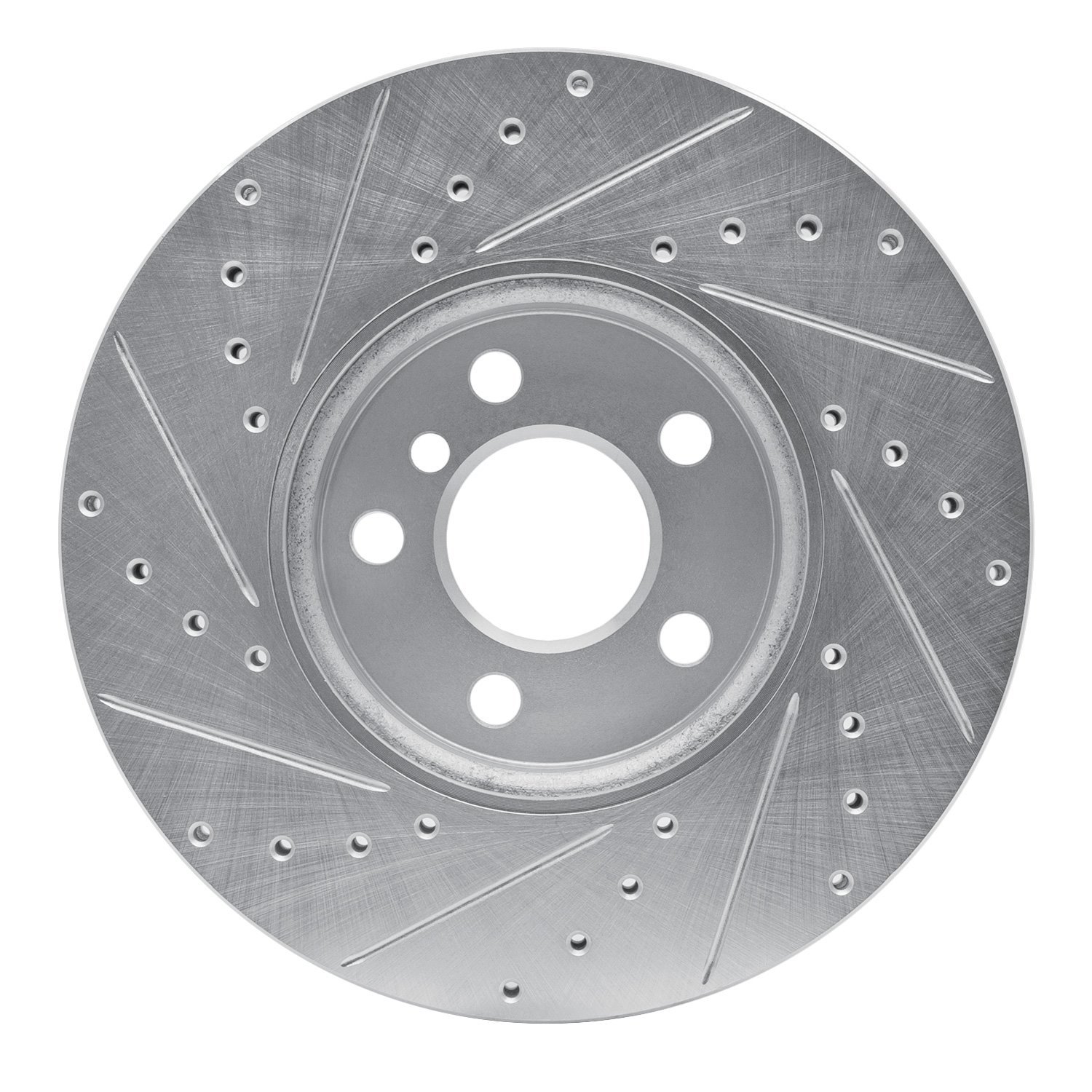 E-Line Drilled & Slotted Silver Brake Rotor, Fits Select Mini, Position: Front Right