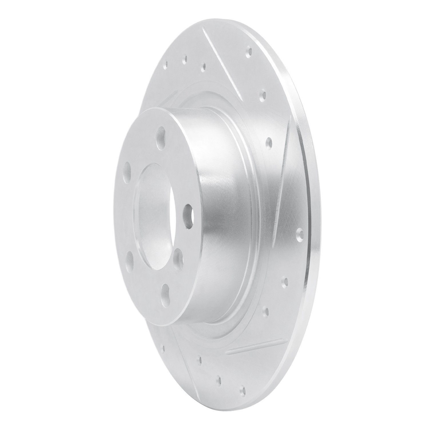 E-Line Drilled & Slotted Silver Brake Rotor, Fits Select Mini, Position: Front Right