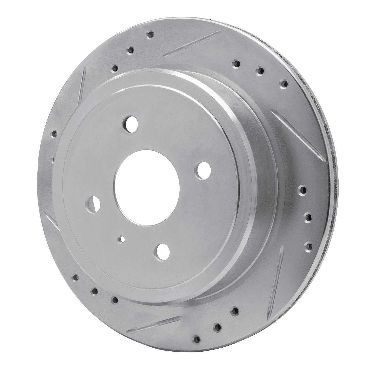 E-Line Drilled & Slotted Silver Brake Rotor, 1983-1990 GM, Position: Rear Left