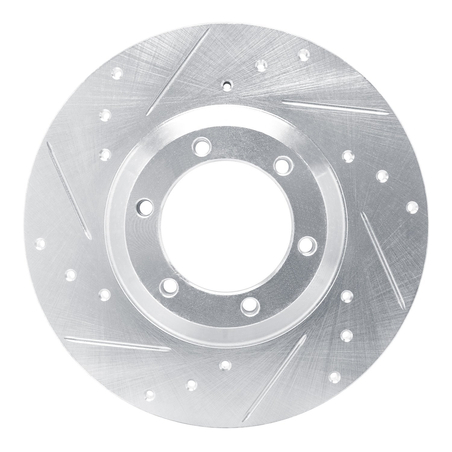 E-Line Drilled & Slotted Silver Brake Rotor, 1978-1983 GM, Position: Front Left