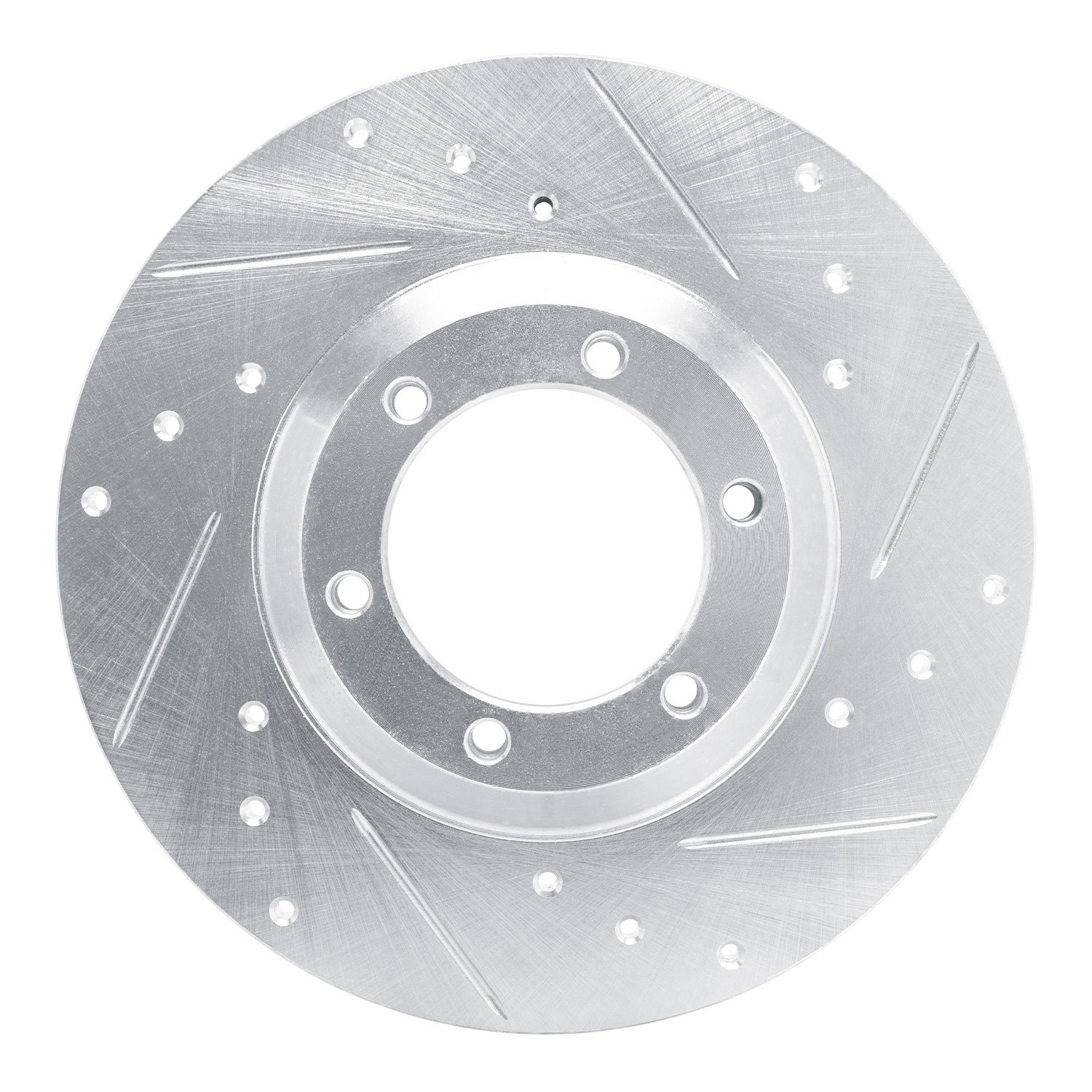 E-Line Drilled & Slotted Silver Brake Rotor, 1978-1983 GM, Position: Front Right