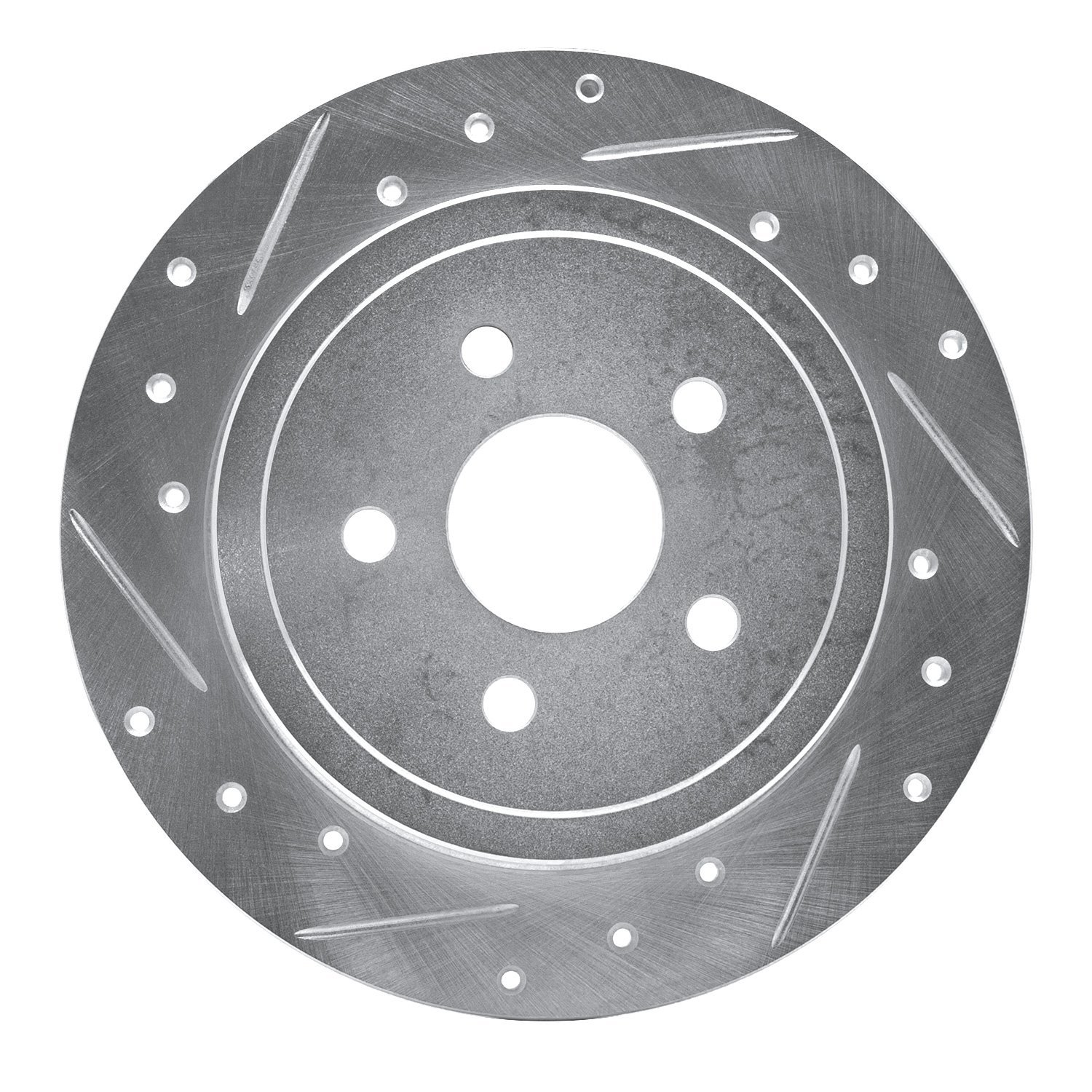 E-Line Drilled & Slotted Silver Brake Rotor, 1988-1995 Fits Multiple Makes/Models, Position: Rear Left