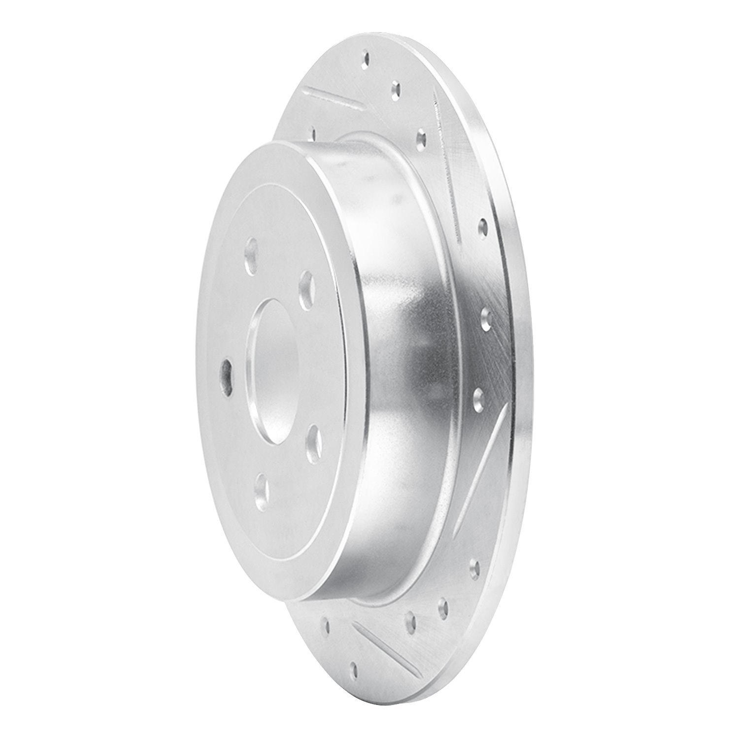 E-Line Drilled & Slotted Silver Brake Rotor, 1995-2007 Mopar, Position: Rear Right