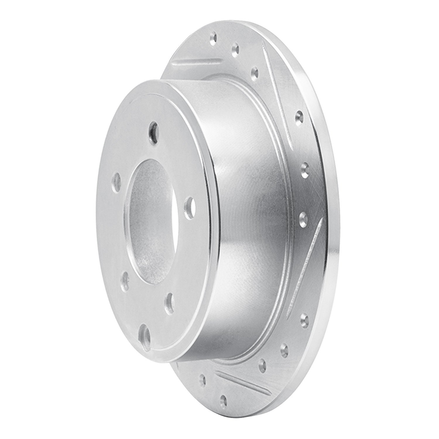 E-Line Drilled & Slotted Silver Brake Rotor, 2007-2017 Fits Multiple Makes/Models, Position: Rear Right