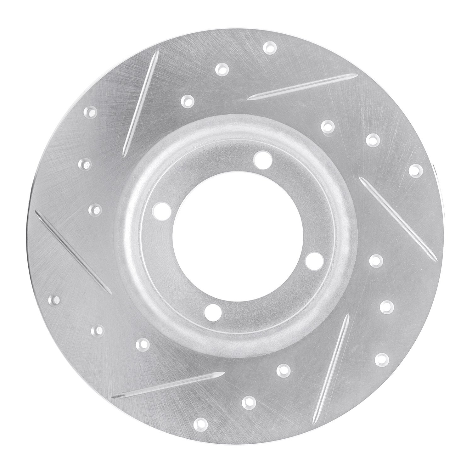 E-Line Drilled & Slotted Silver Brake Rotor, 1978-1983 Mopar, Position: Front Right