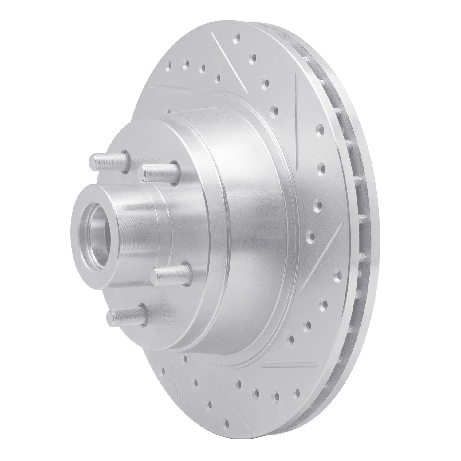 E-Line Drilled & Slotted Silver Brake Rotor, 1976-1981 Mopar, Position: Front Right