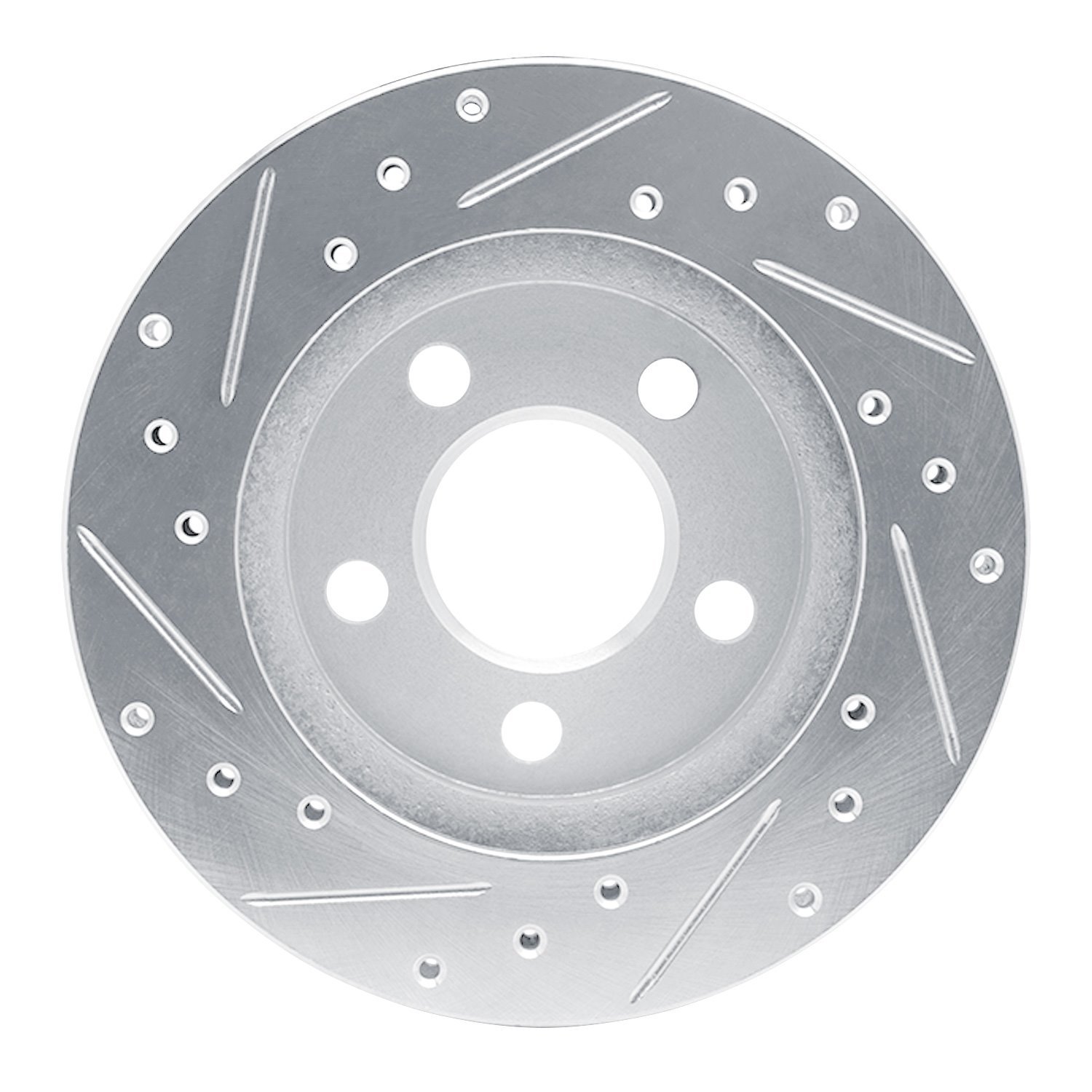 E-Line Drilled & Slotted Silver Brake Rotor, 1985-1989 Mopar, Position: Front Right