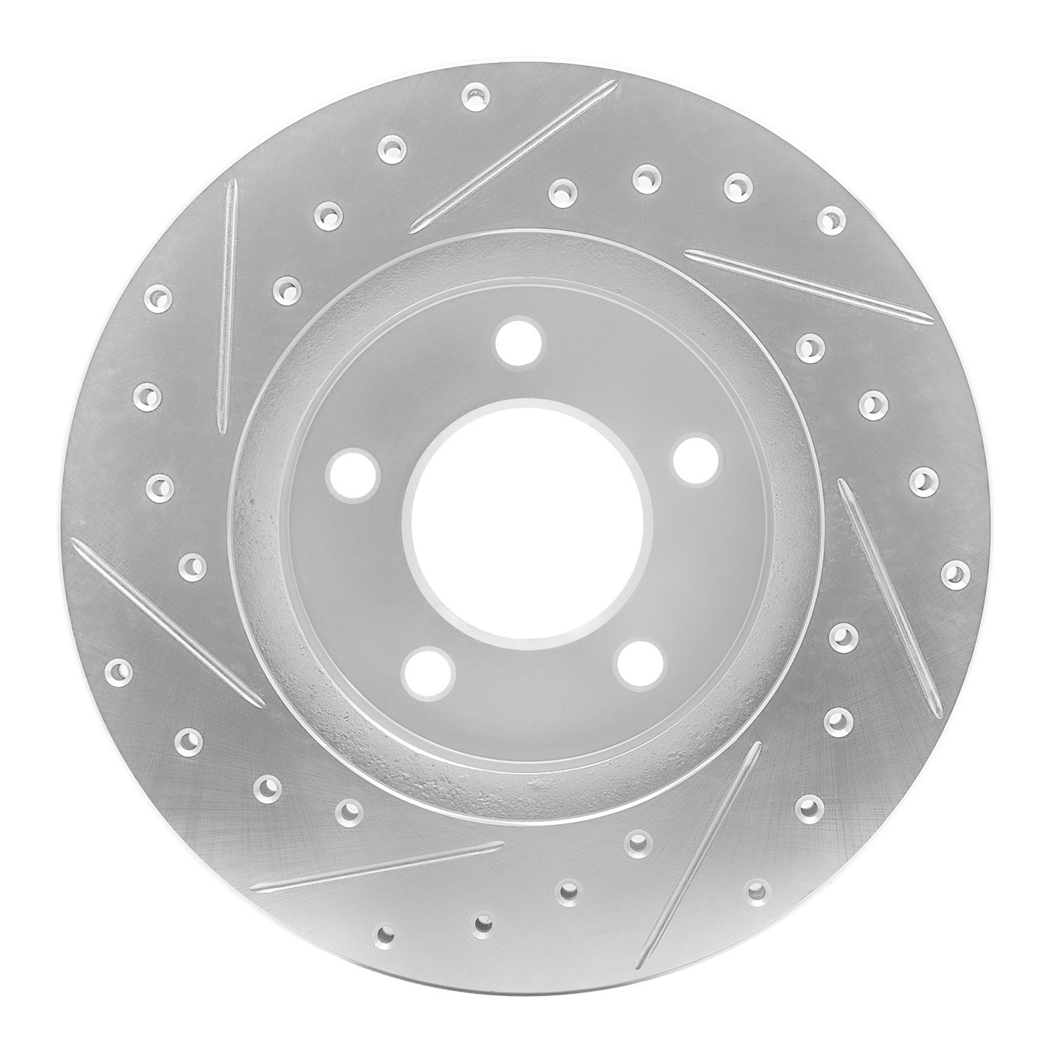 E-Line Drilled & Slotted Silver Brake Rotor, 1993-1997 Mopar, Position: Front Right