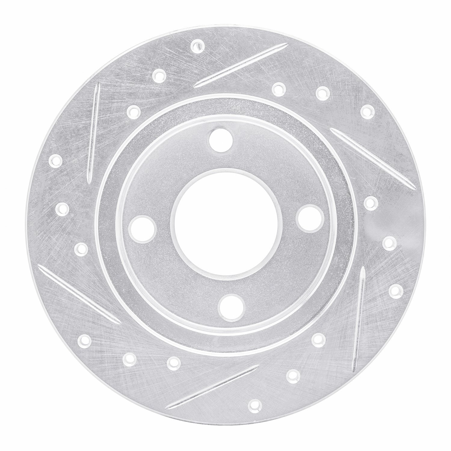 E-Line Drilled & Slotted Silver Brake Rotor, 1978-1990 Mopar, Position: Front Right