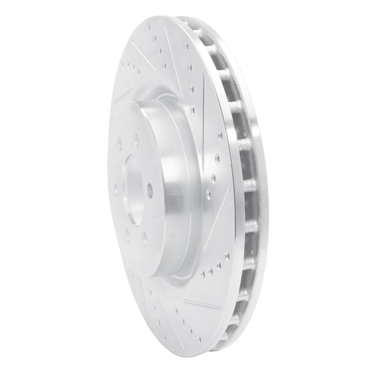 E-Line Drilled & Slotted Silver Brake Rotor, 2003-2017 Mopar, Position: Front Right