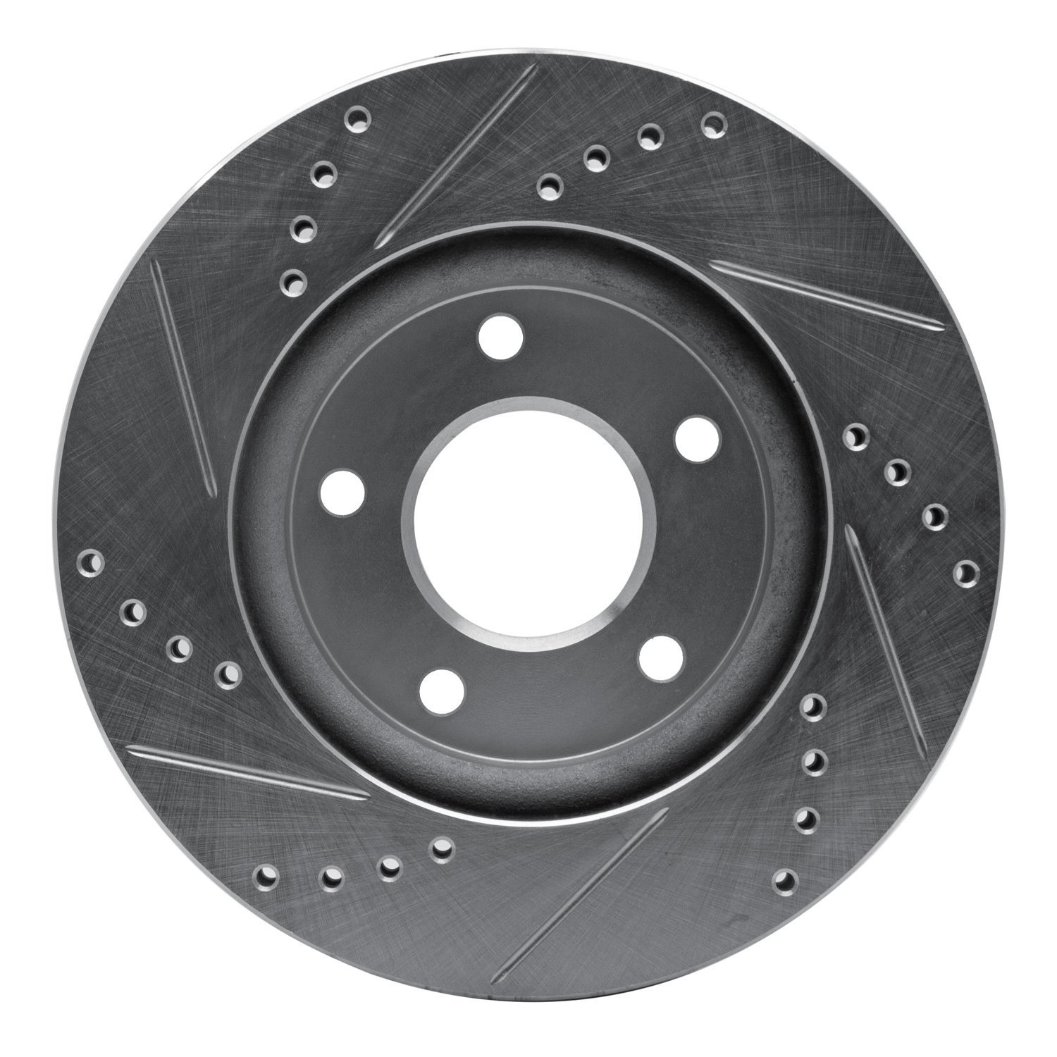 E-Line Drilled & Slotted Silver Brake Rotor, 2007-2017 Fits Multiple Makes/Models, Position: Front Right