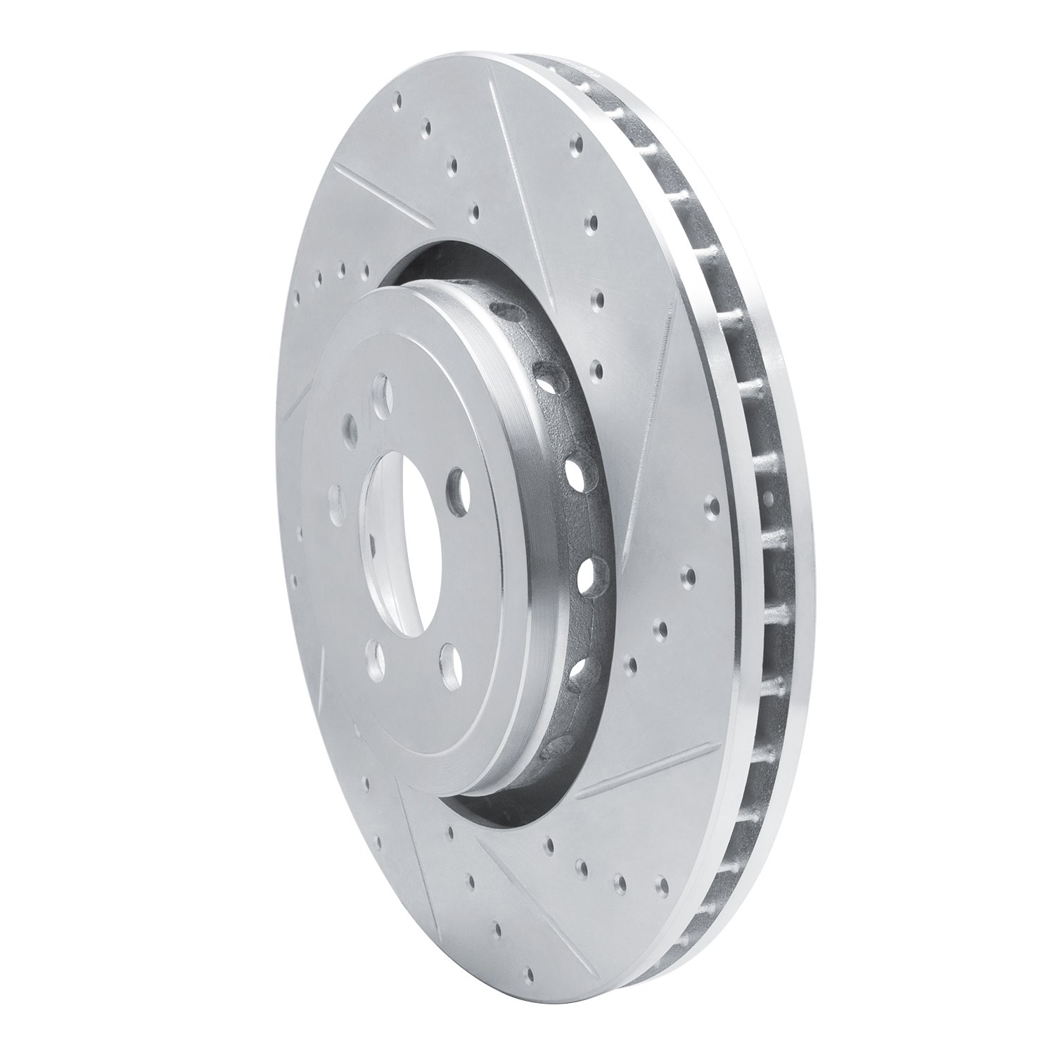 E-Line Drilled & Slotted Silver Brake Rotor, Fits Select Mopar, Position: Front Right