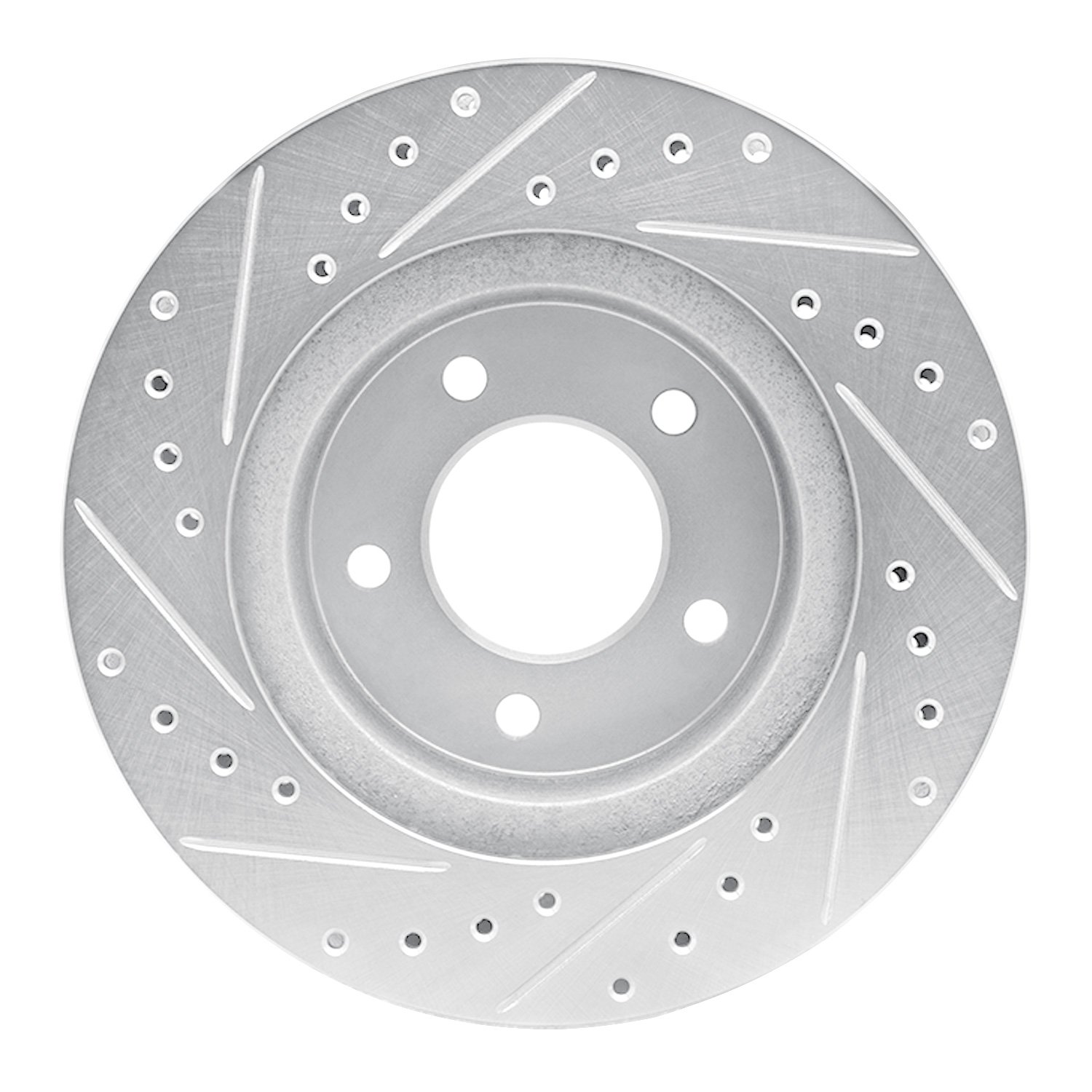 E-Line Drilled & Slotted Silver Brake Rotor, 1987-1990 Mopar, Position: Front Left