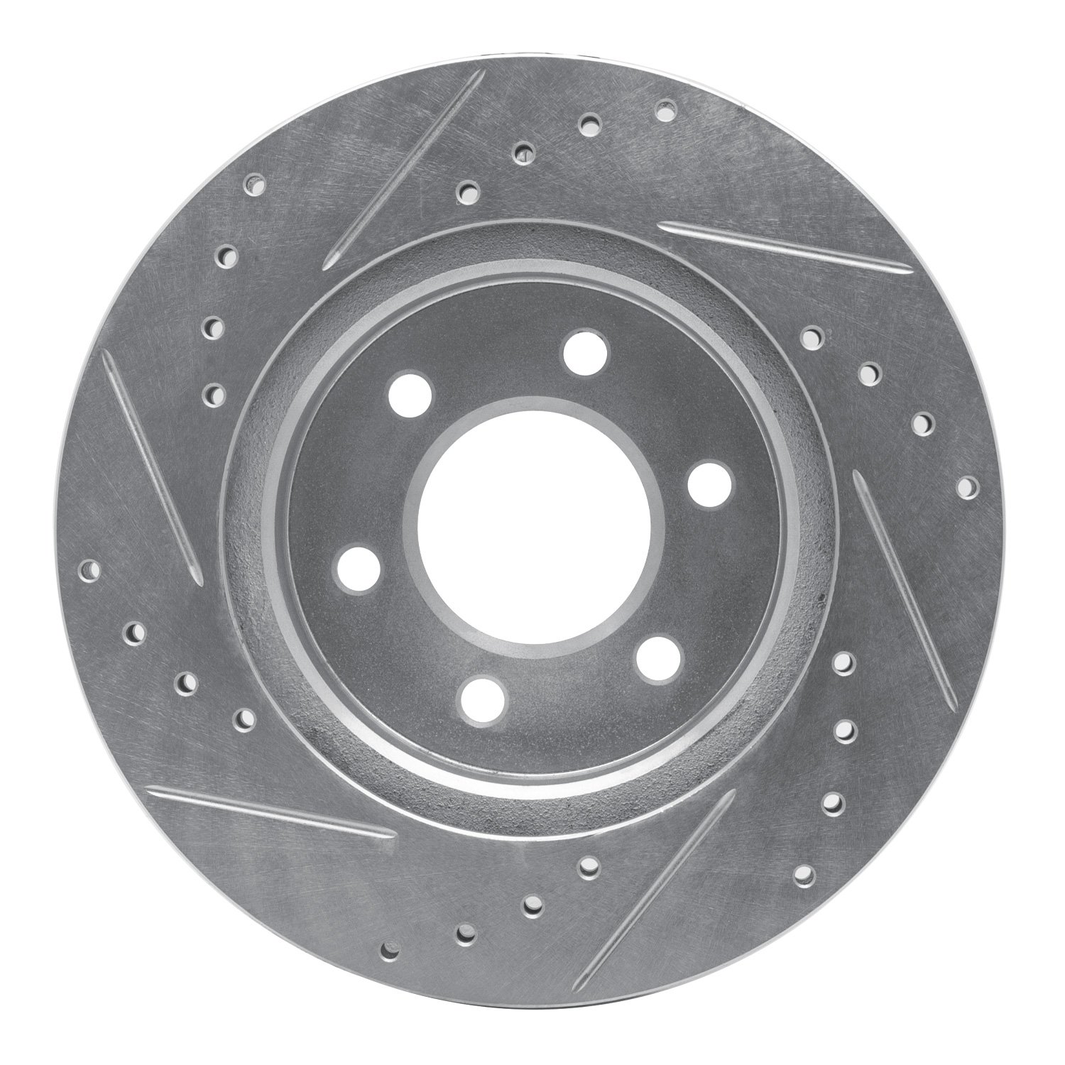 E-Line Drilled & Slotted Silver Brake Rotor, 1991-1996 Mopar, Position: Front Right