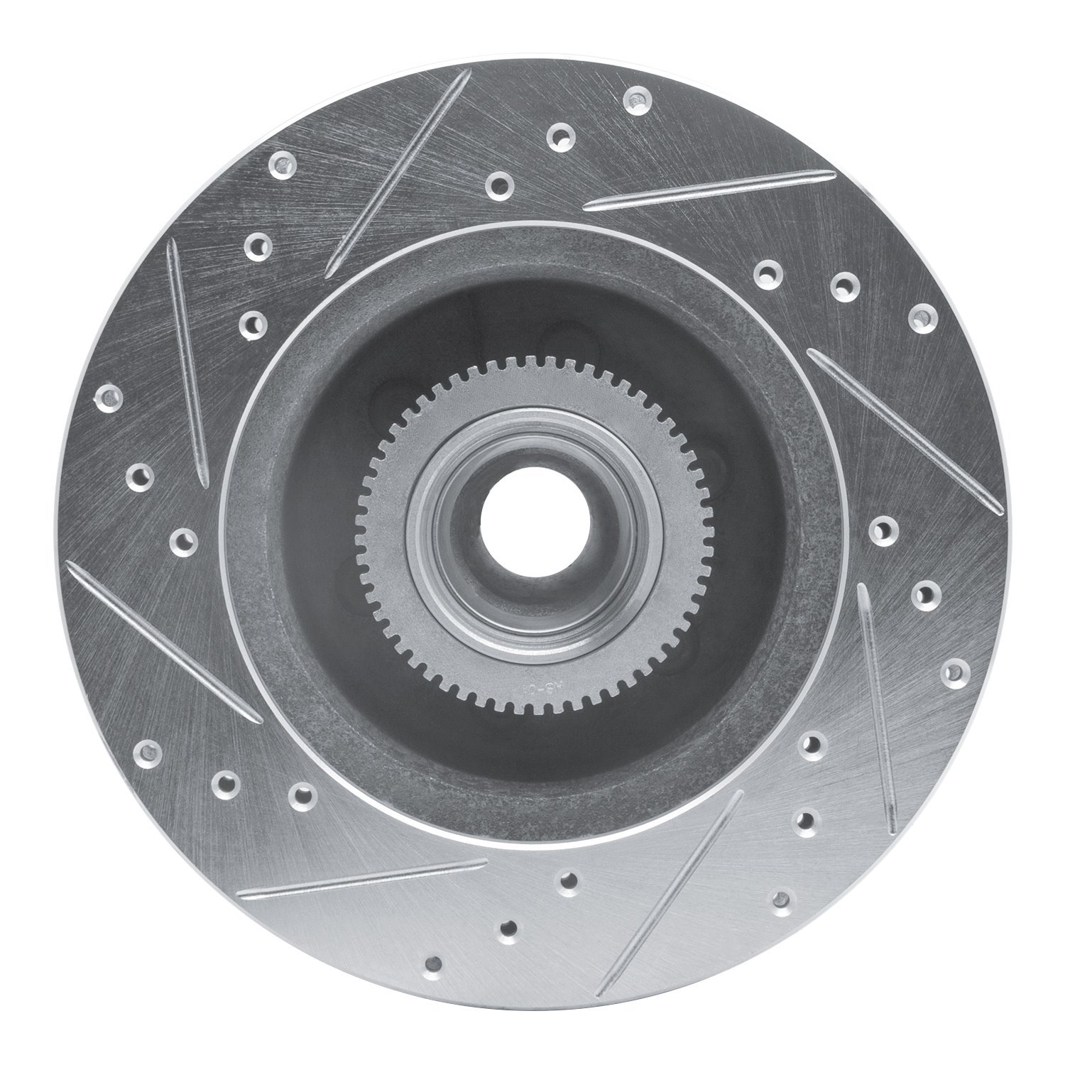 E-Line Drilled & Slotted Silver Brake Rotor, 1993-1996 Mopar, Position: Front Right