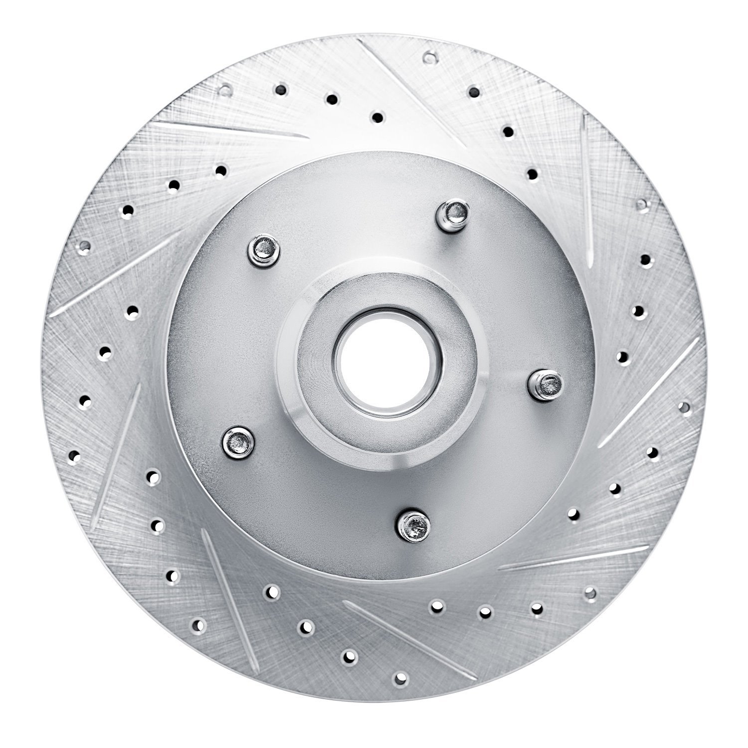 E-Line Drilled & Slotted Silver Brake Rotor, 1994-2002 Mopar, Position: Front Right