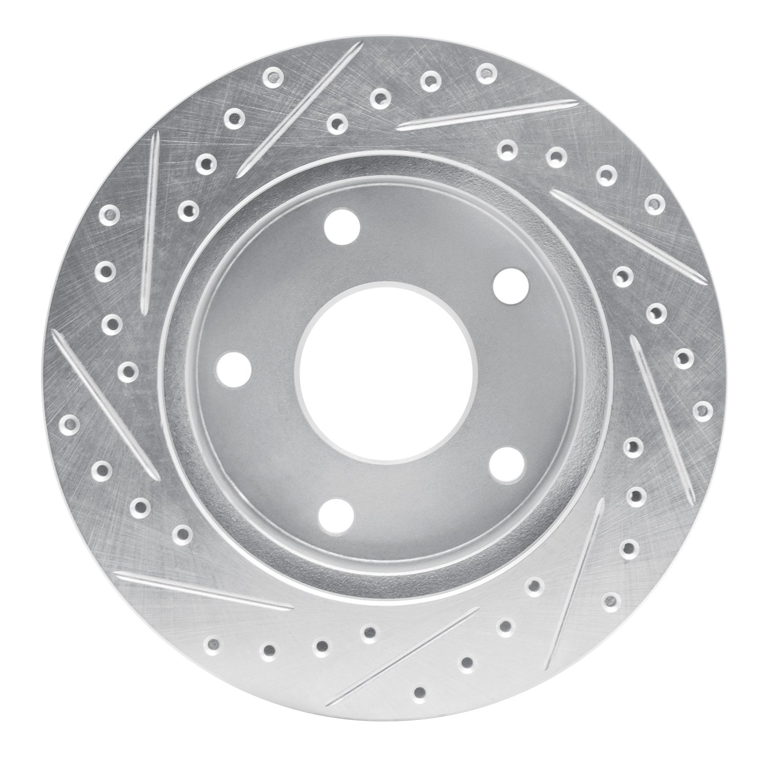 E-Line Drilled & Slotted Silver Brake Rotor, 1994-1999 Mopar, Position: Front Right