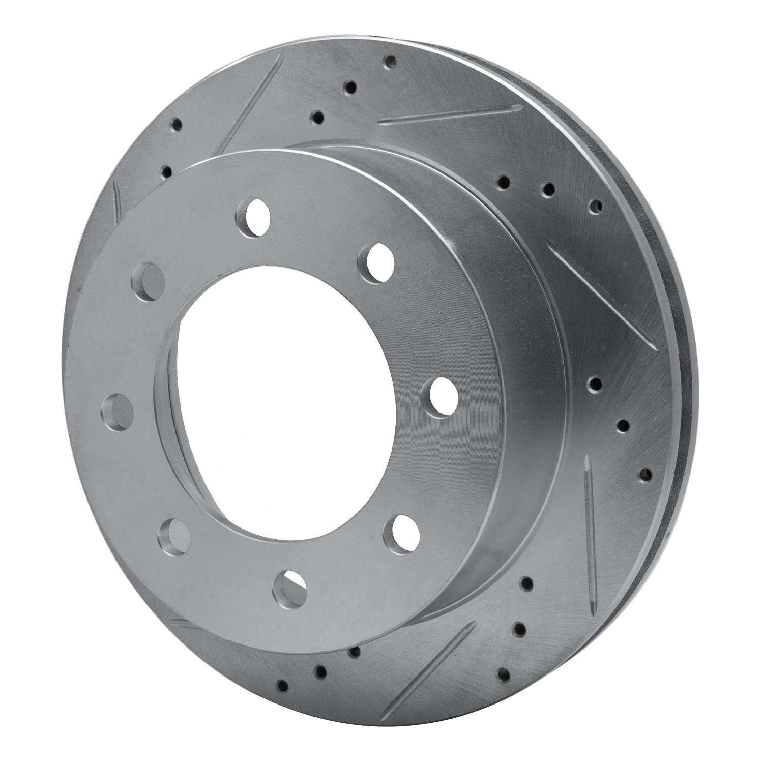 E-Line Drilled & Slotted Silver Brake Rotor, 2000-2002 Mopar, Position: Front Left