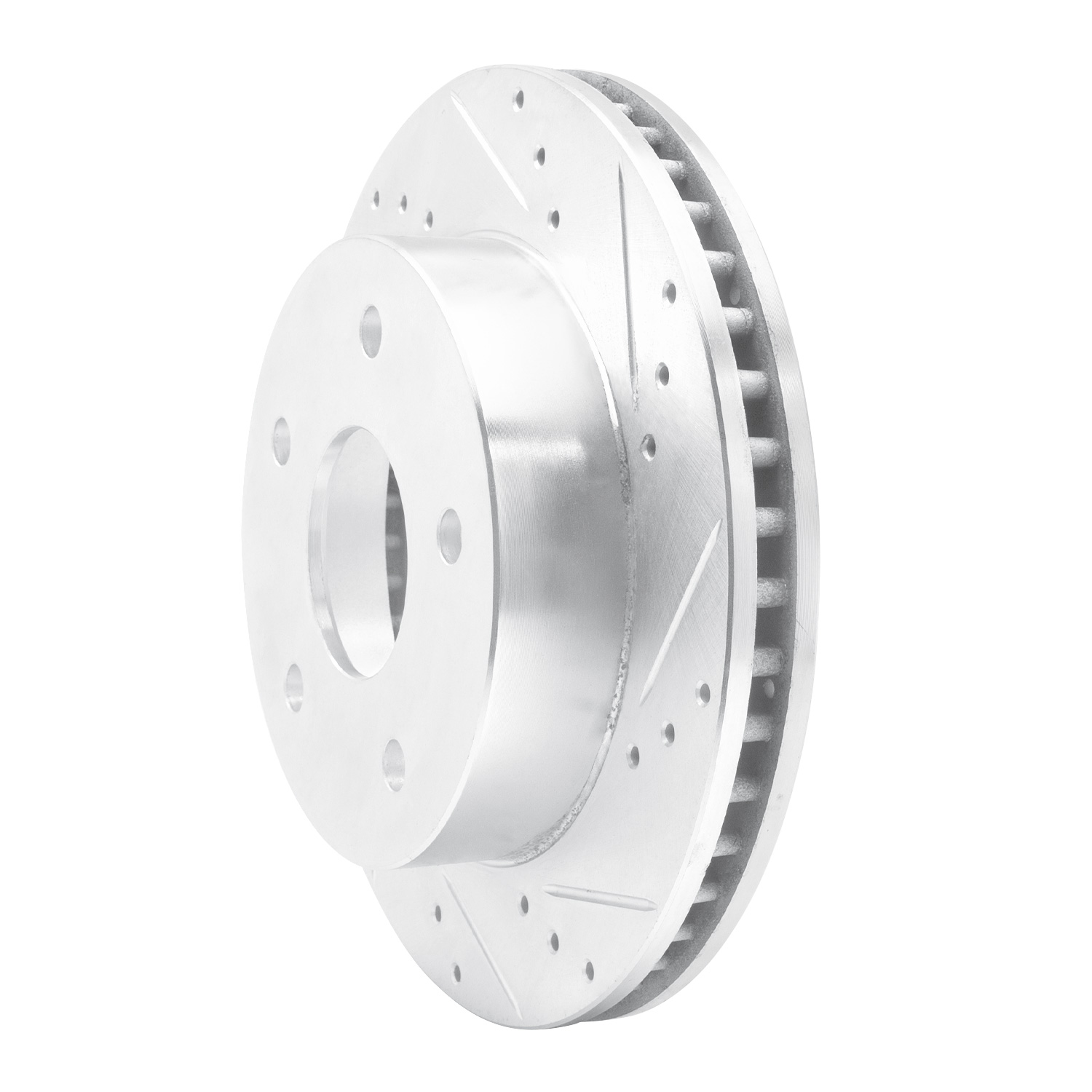 E-Line Drilled & Slotted Silver Brake Rotor, 2000-2001 Mopar, Position: Front Right