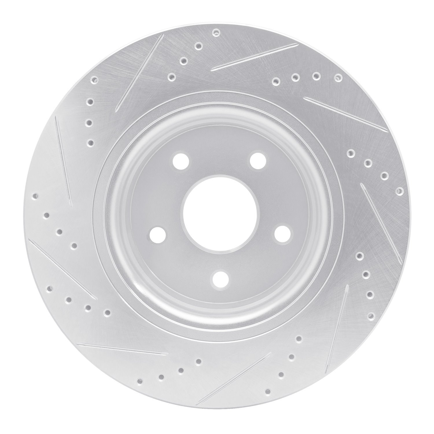 E-Line Drilled & Slotted Silver Brake Rotor, 2004-2006 Mopar, Position: Front Right