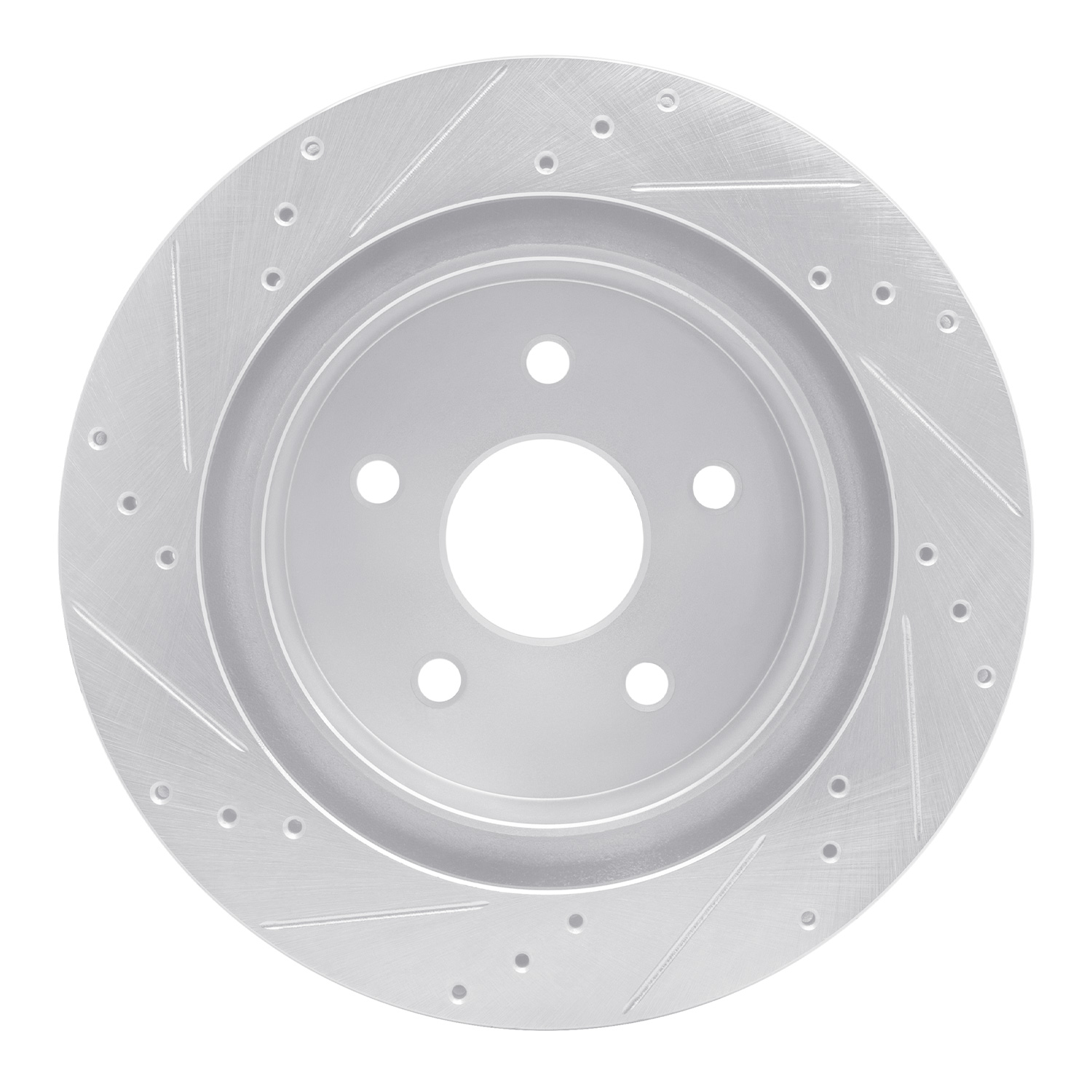E-Line Drilled & Slotted Silver Brake Rotor, 2004-2006 Mopar, Position: Rear Right