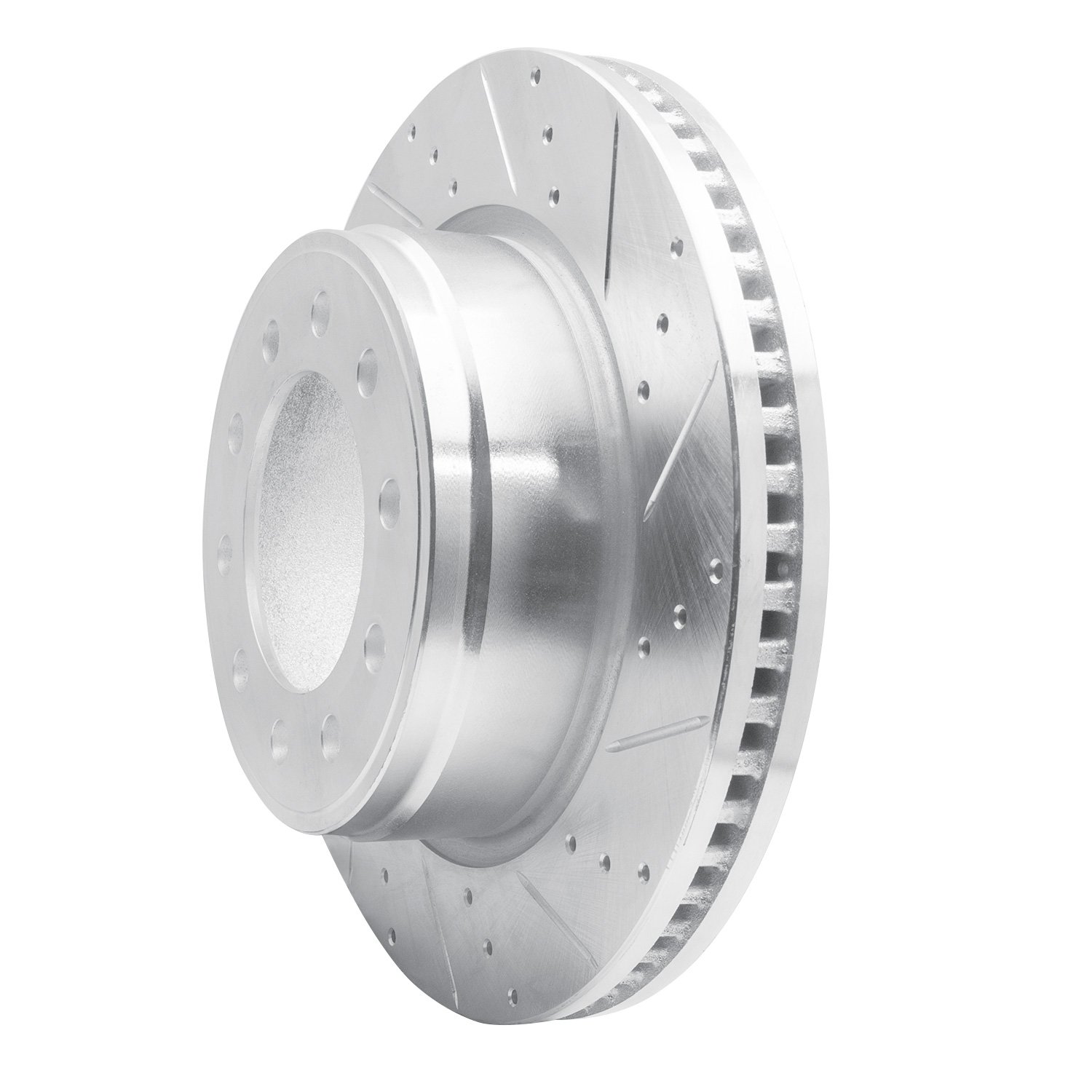 E-Line Drilled & Slotted Silver Brake Rotor, 2008-2021 Fits Multiple Makes/Models, Position: Front Right