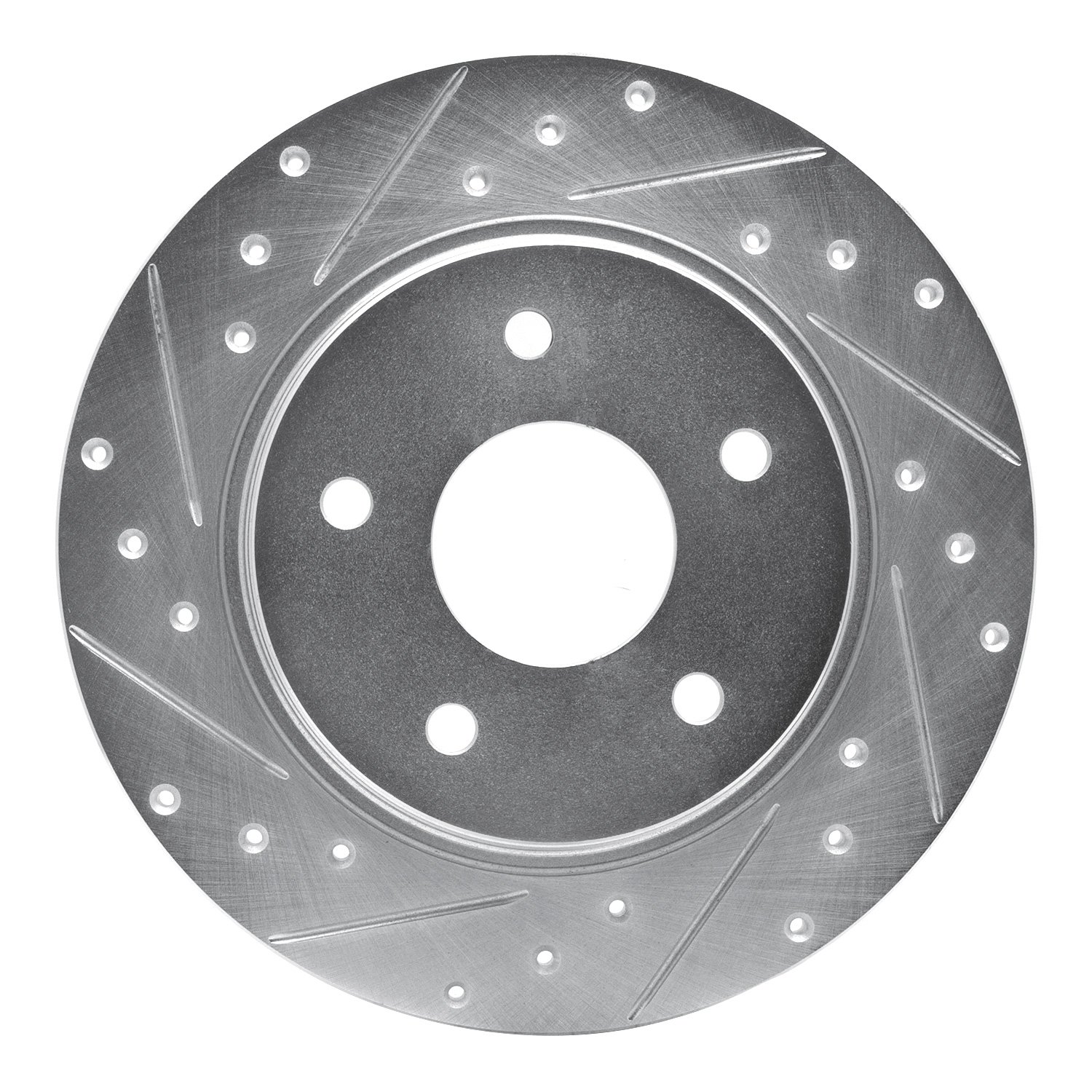 E-Line Drilled & Slotted Silver Brake Rotor, 2008-2016 Fits Multiple Makes/Models, Position: Rear Left