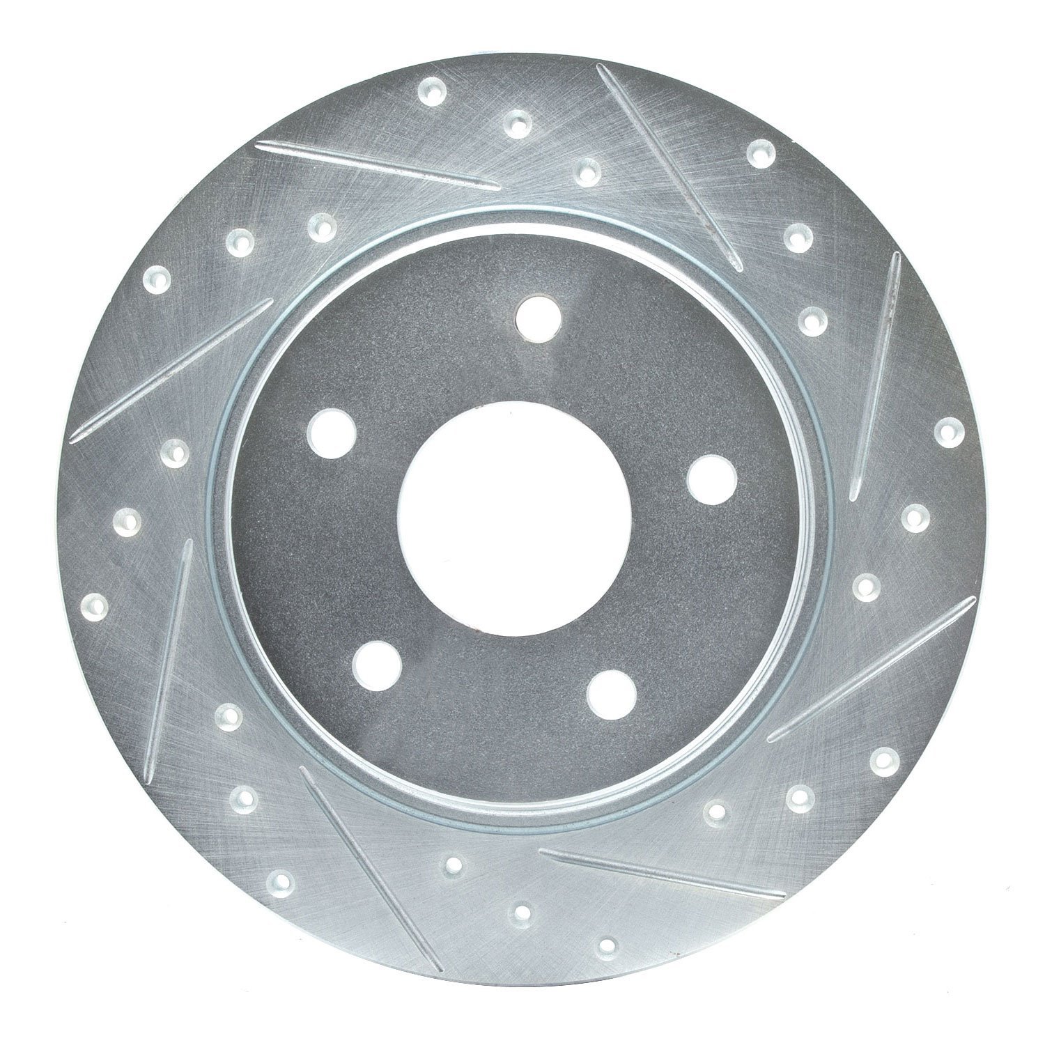 E-Line Drilled & Slotted Silver Brake Rotor, 2008-2016 Fits Multiple Makes/Models, Position: Rear Right