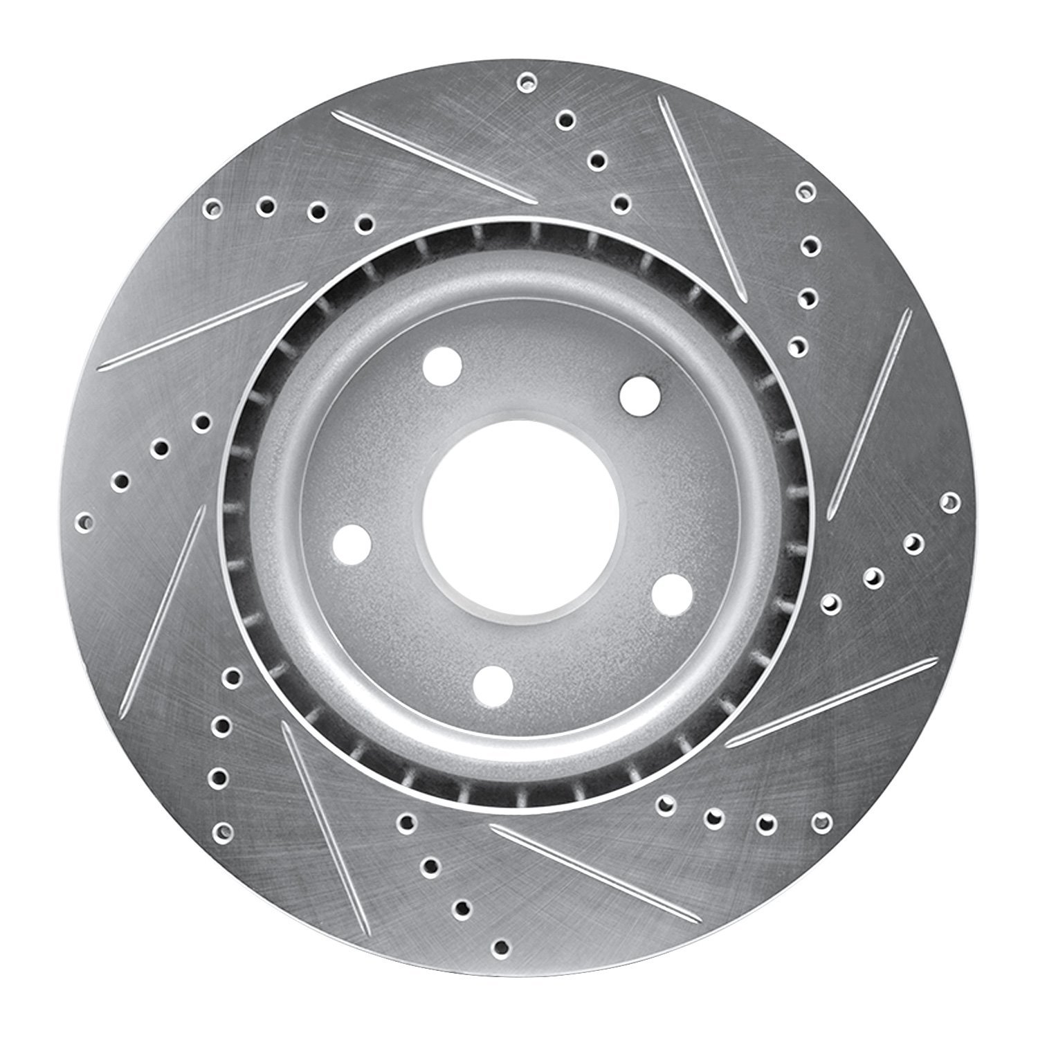 E-Line Drilled & Slotted Silver Brake Rotor, Fits Select Fits Multiple Makes/Models, Position: Front Left