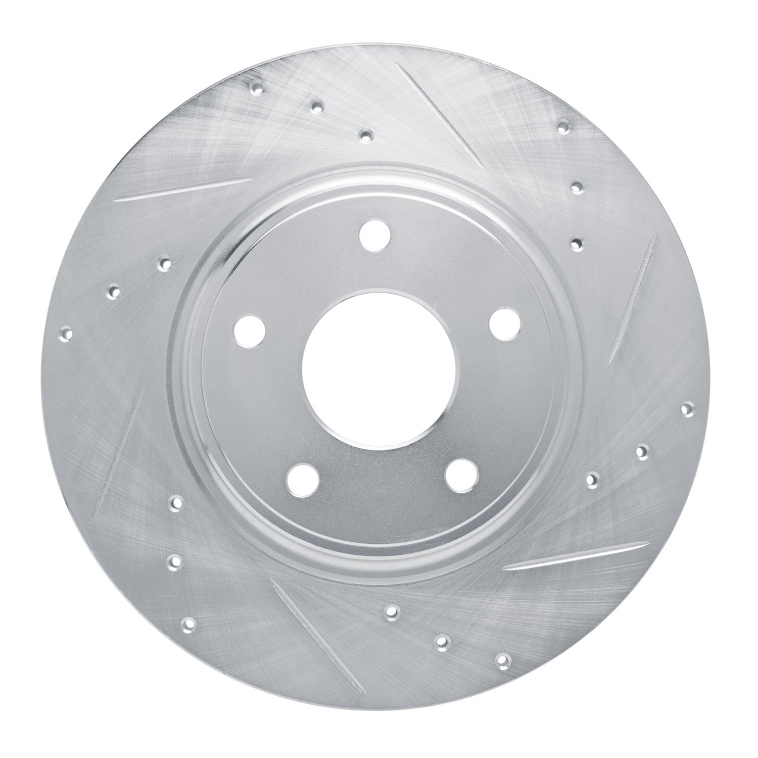 E-Line Drilled & Slotted Silver Brake Rotor, 2012-2020 Fits Multiple Makes/Models, Position: Rear Right