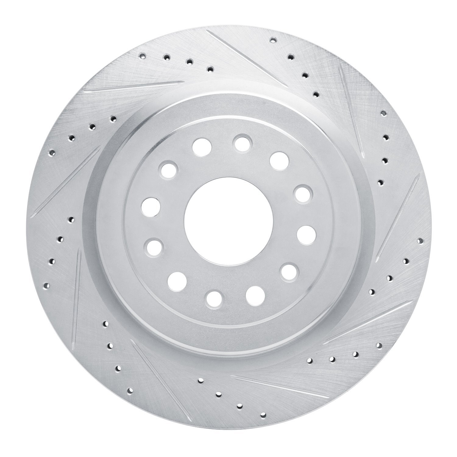 E-Line Drilled & Slotted Silver Brake Rotor, Fits Select Mopar, Position: Rear Right