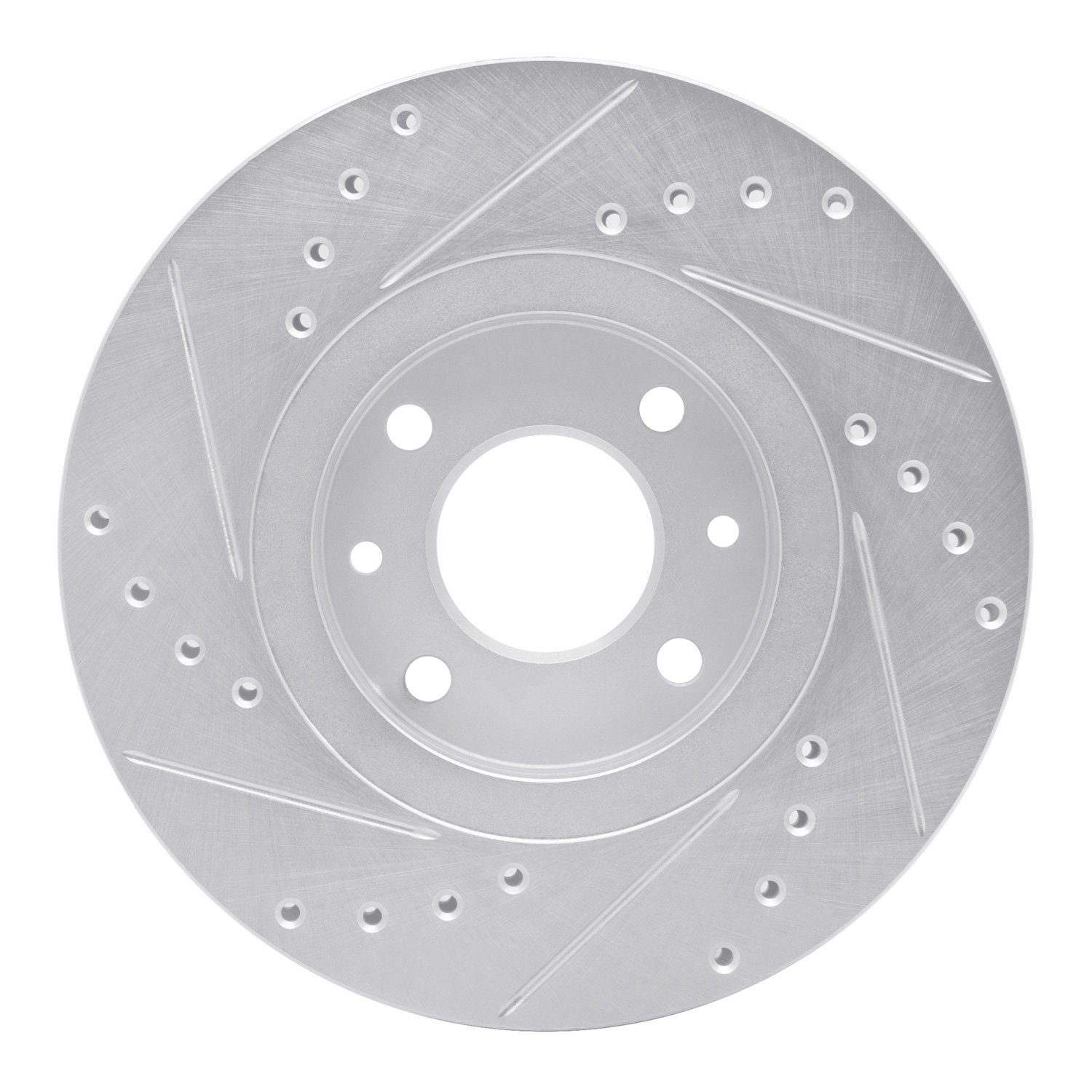 E-Line Drilled & Slotted Silver Brake Rotor, 1988-1989 Mopar, Position: Front Right
