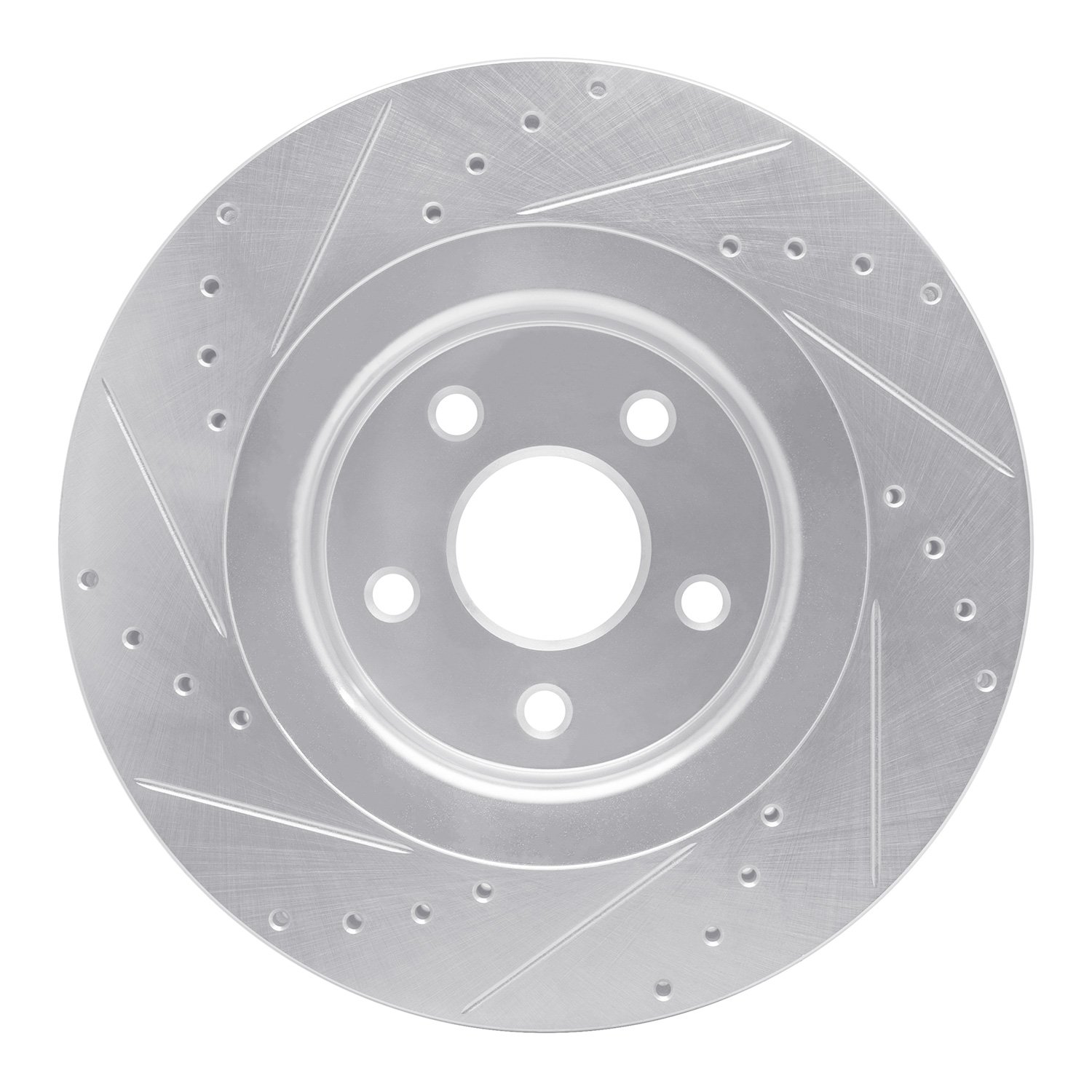 E-Line Drilled & Slotted Silver Brake Rotor, 2006-2010 Mopar, Position: Front Right