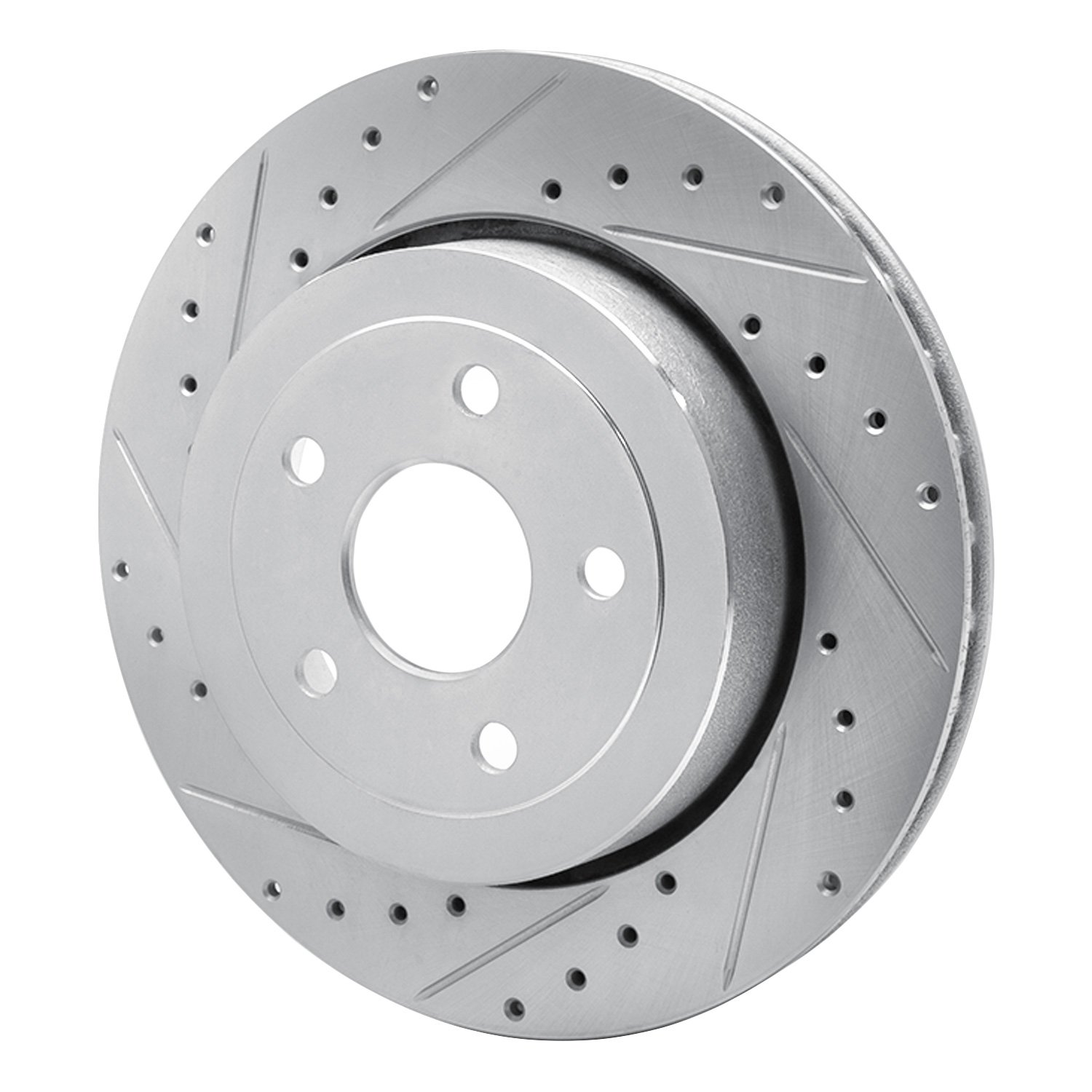 E-Line Drilled & Slotted Silver Brake Rotor, 2006-2010 Mopar, Position: Rear Left