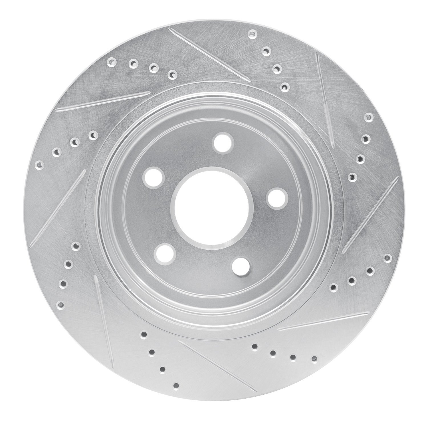 E-Line Drilled & Slotted Silver Brake Rotor, Fits Select Mopar, Position: Rear Left