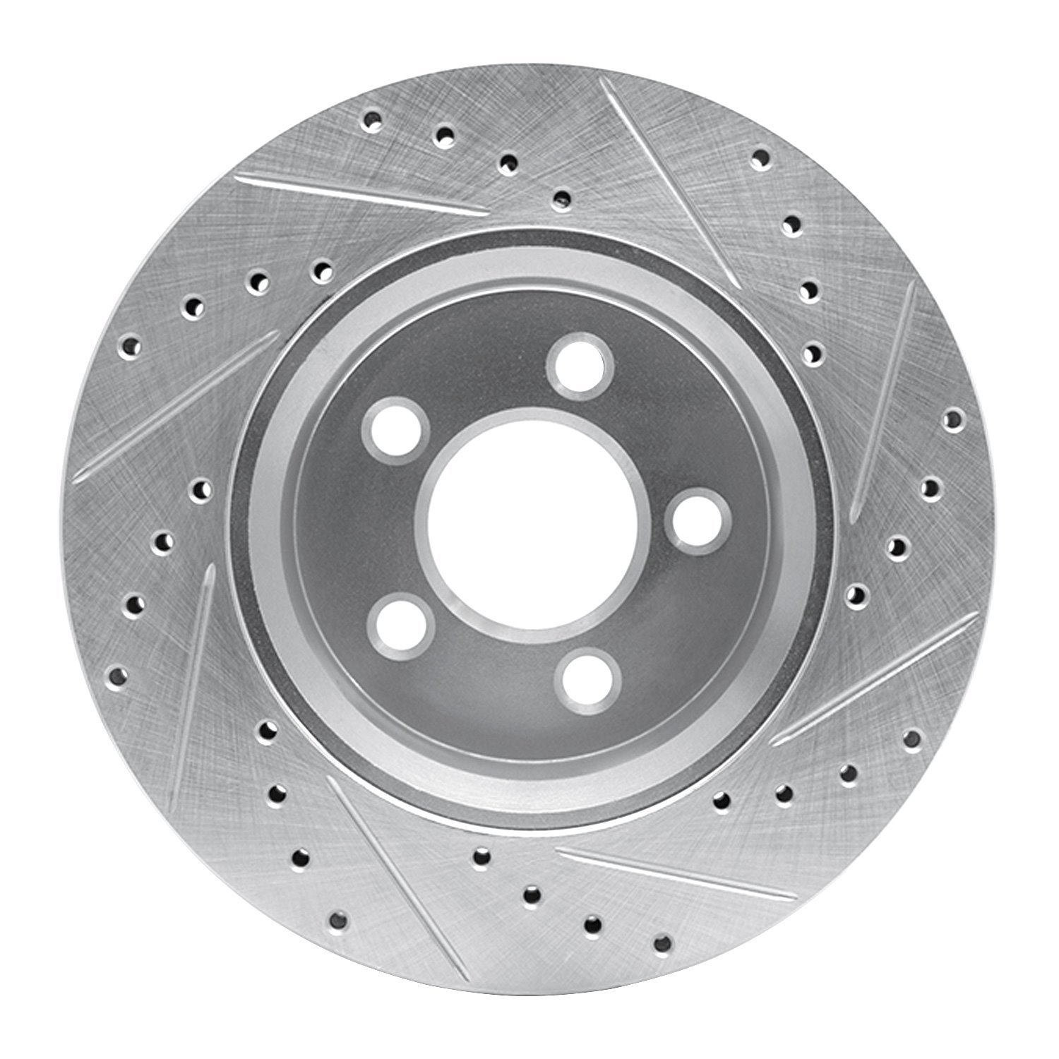 E-Line Drilled & Slotted Silver Brake Rotor, 2007-2012 Mopar, Position: Front Left