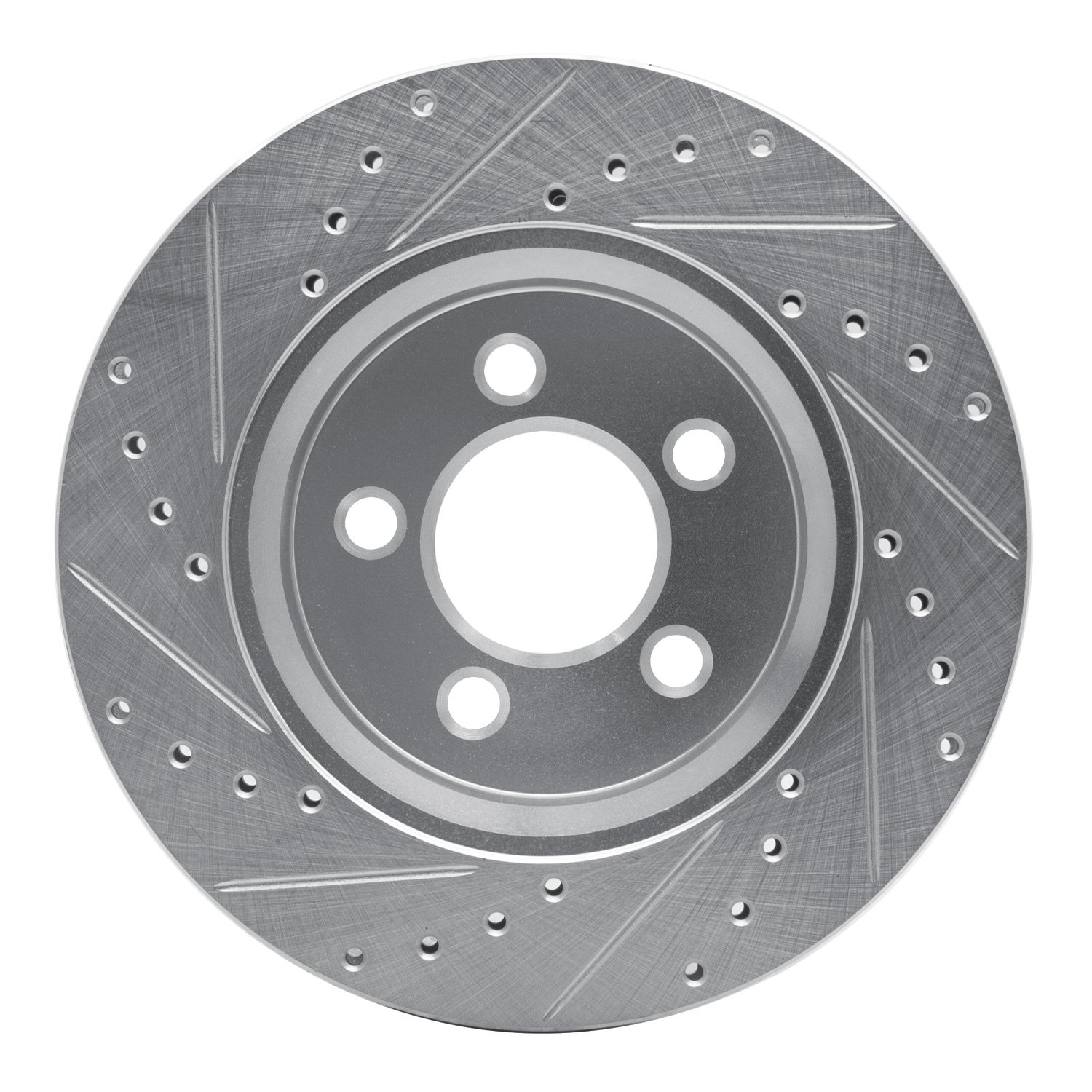 E-Line Drilled & Slotted Silver Brake Rotor, 2007-2012 Mopar, Position: Front Right