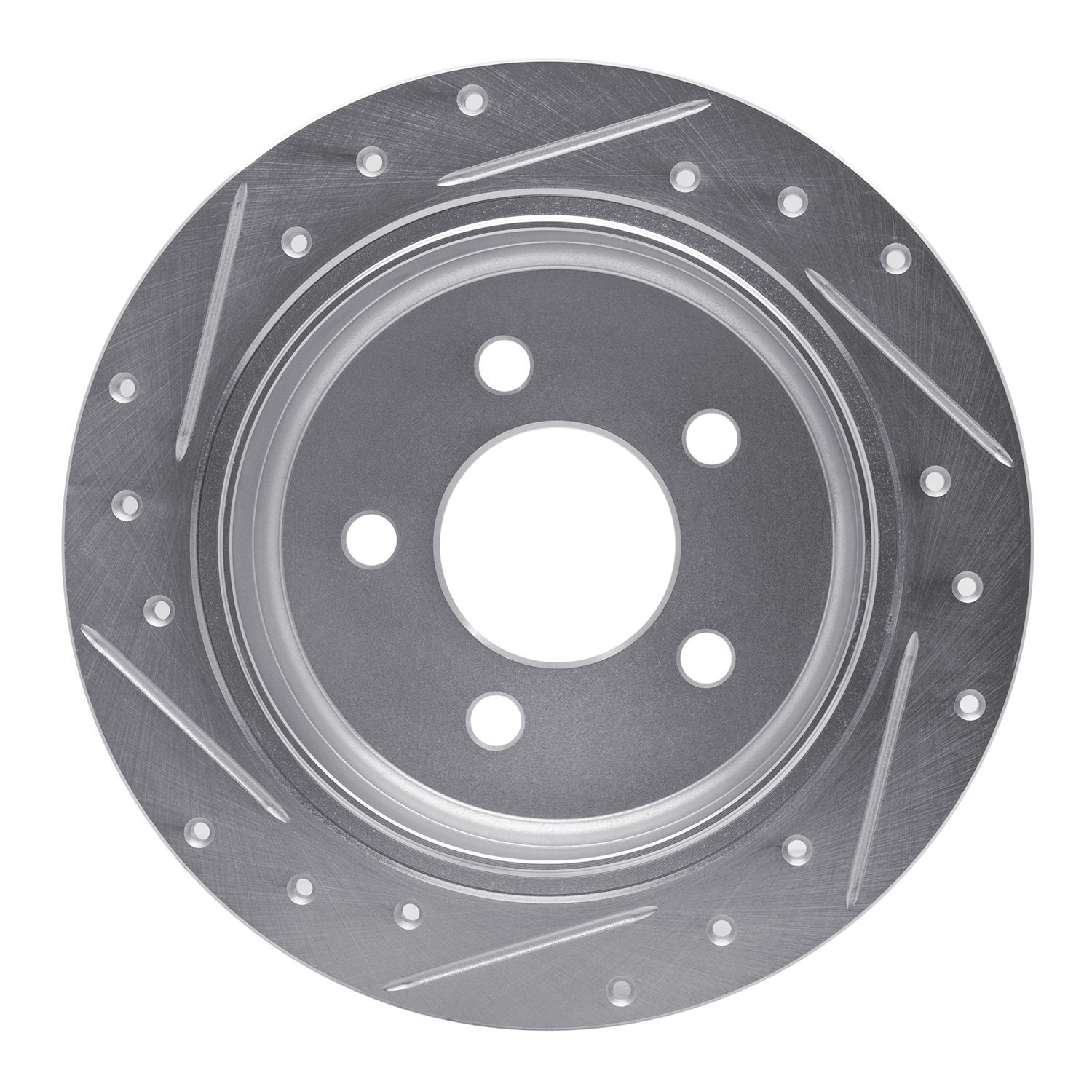E-Line Drilled & Slotted Silver Brake Rotor, 1993-1998 Mopar, Position: Rear Right