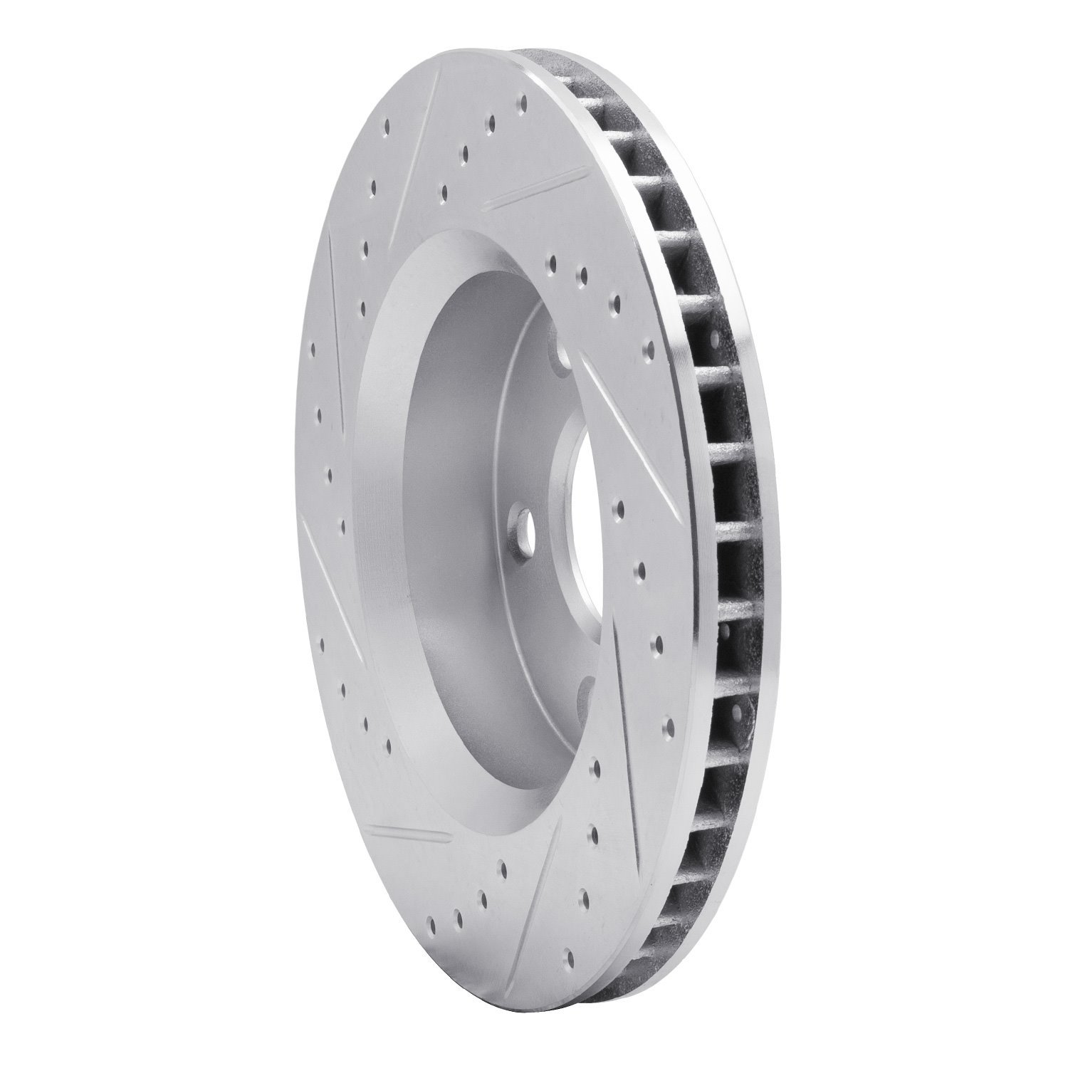 E-Line Drilled & Slotted Silver Brake Rotor, 2007-2018 Mopar, Position: Front Right