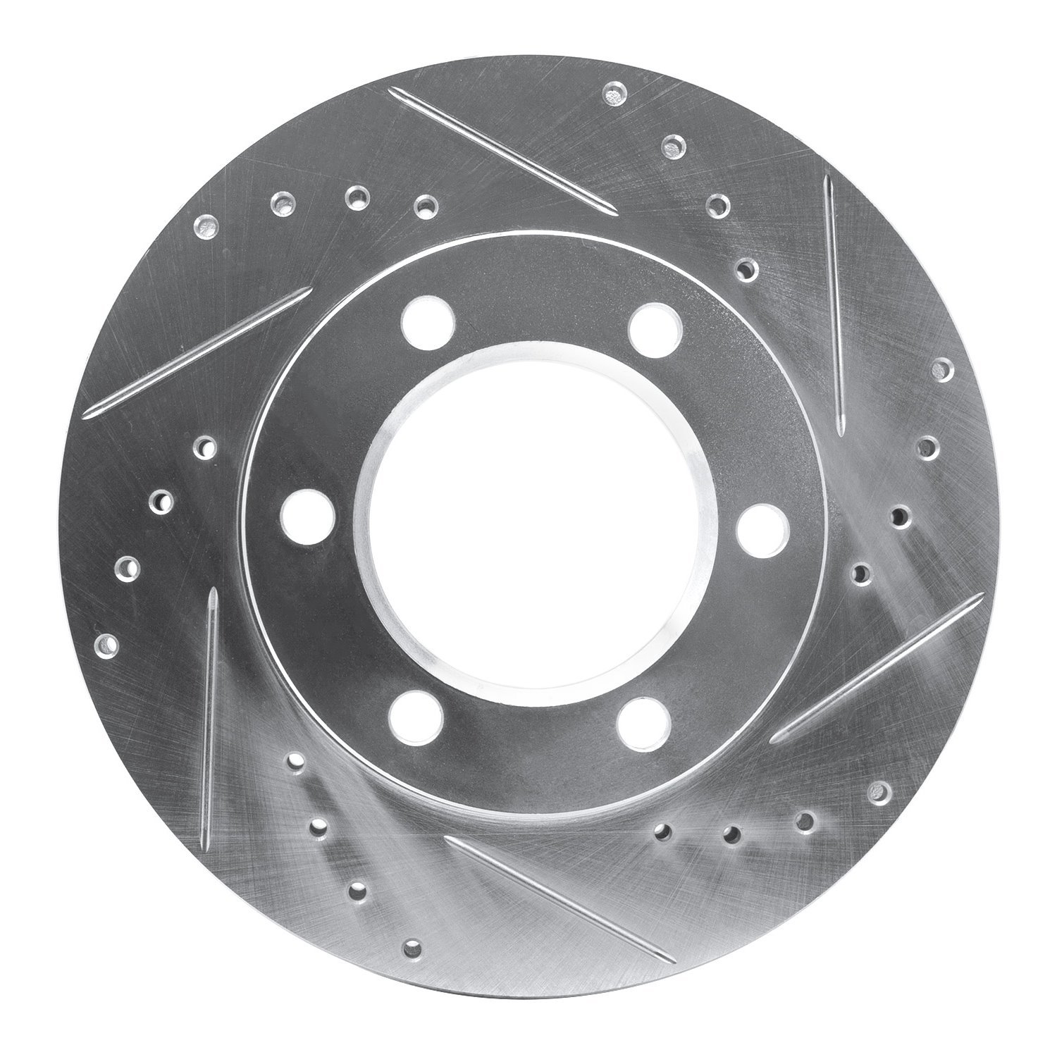 E-Line Drilled & Slotted Silver Brake Rotor, 1971-1991 Fits Multiple Makes/Models, Position: Front Right
