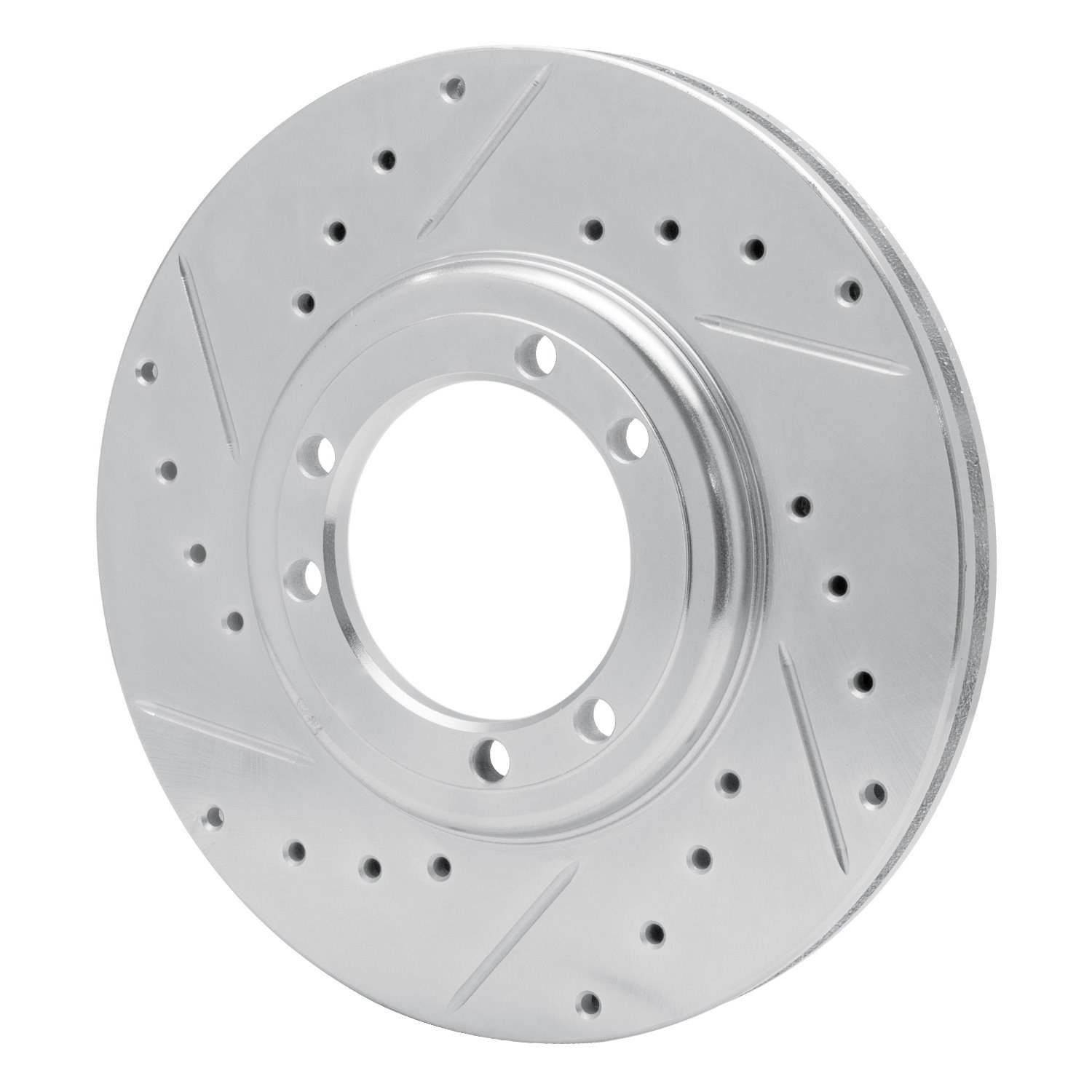 E-Line Drilled & Slotted Silver Brake Rotor, 1992-2004 GM, Position: Front Left, Rear Left