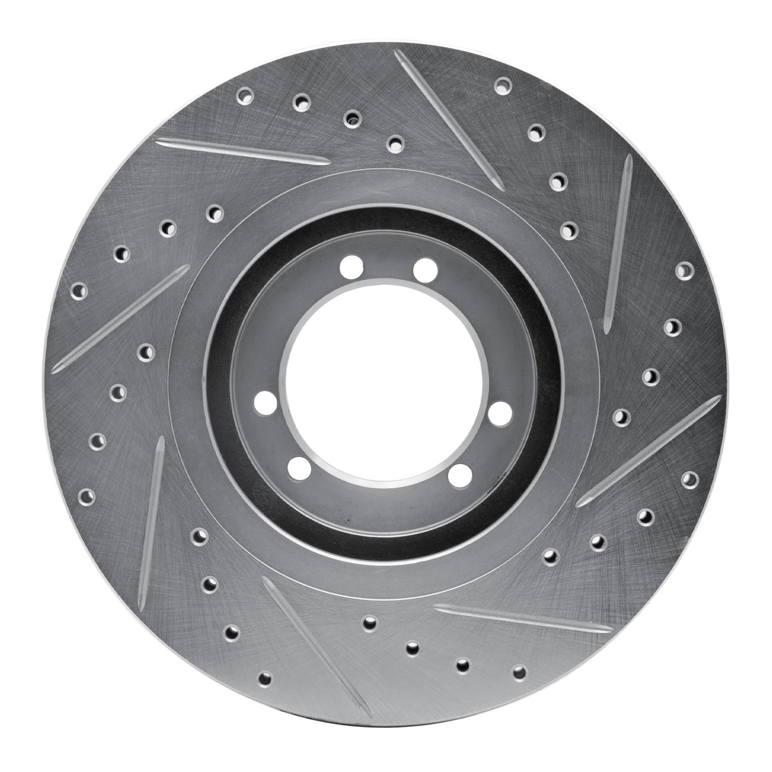 E-Line Drilled & Slotted Silver Brake Rotor, 1996-2006 GM, Position: Front Left, Rear Left