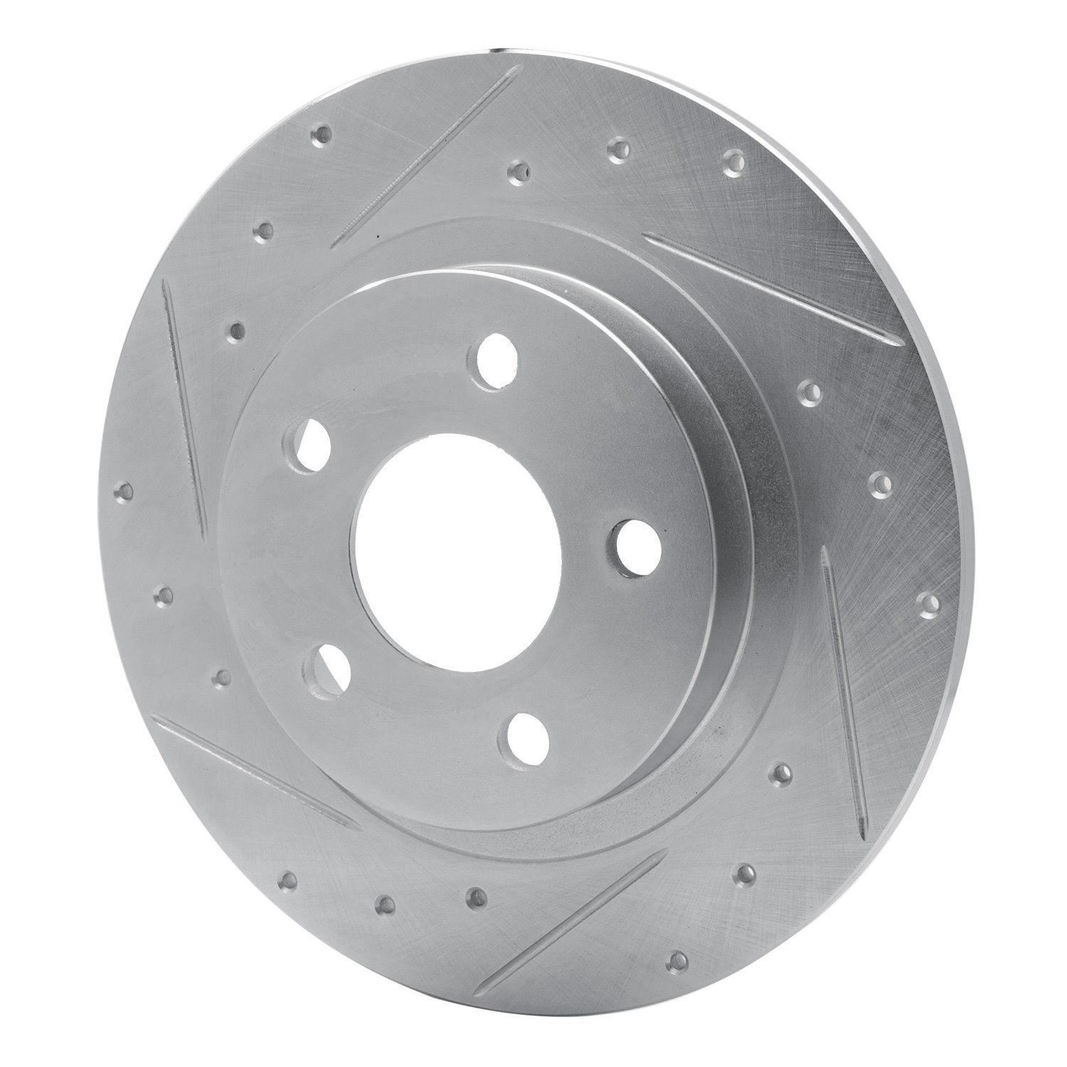 E-Line Drilled & Slotted Silver Brake Rotor, 1998-2005 GM, Position: Rear Left