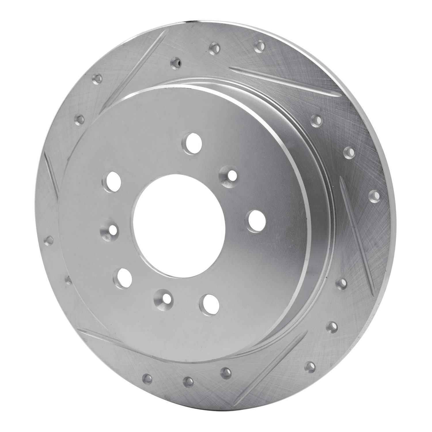 E-Line Drilled & Slotted Silver Brake Rotor, 2006-2010 GM, Position: Rear Left