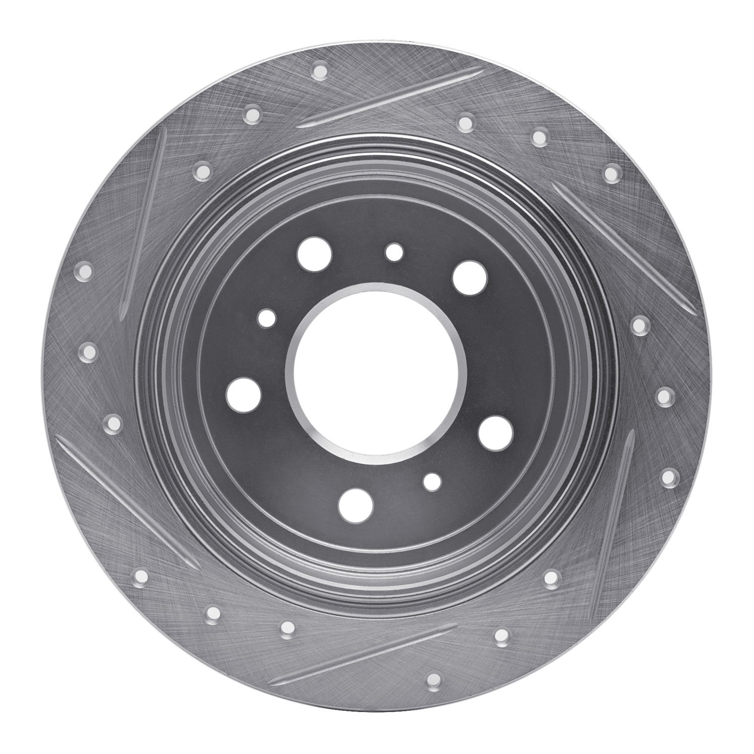 E-Line Drilled & Slotted Silver Brake Rotor, 2006-2010 GM, Position: Rear Right