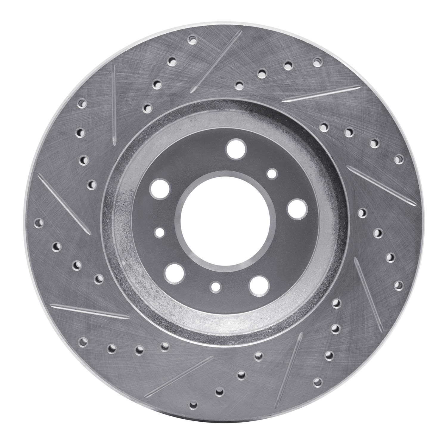 E-Line Drilled & Slotted Silver Brake Rotor, 2006-2016 GM, Position: Front Right