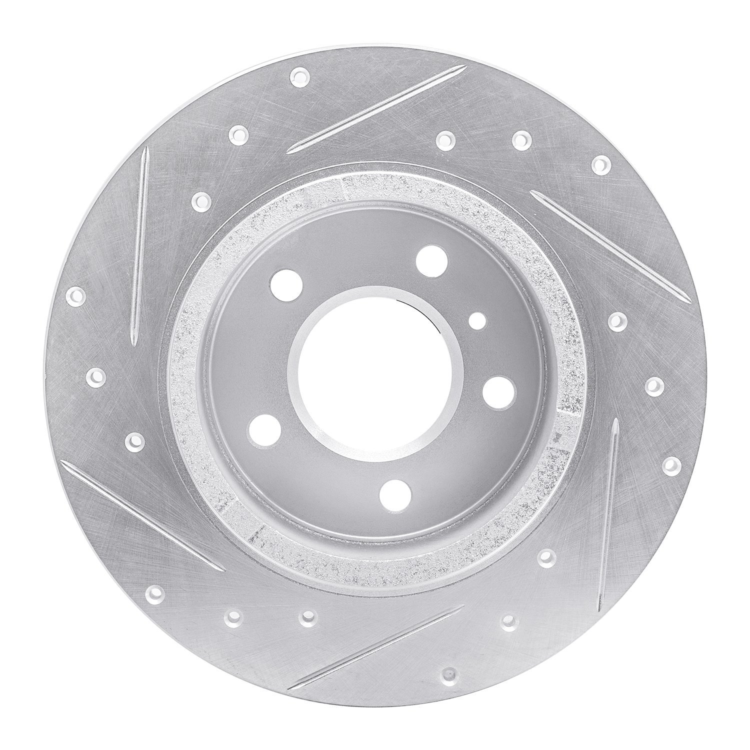 E-Line Drilled & Slotted Silver Brake Rotor, 2006-2011 GM, Position: Rear Right
