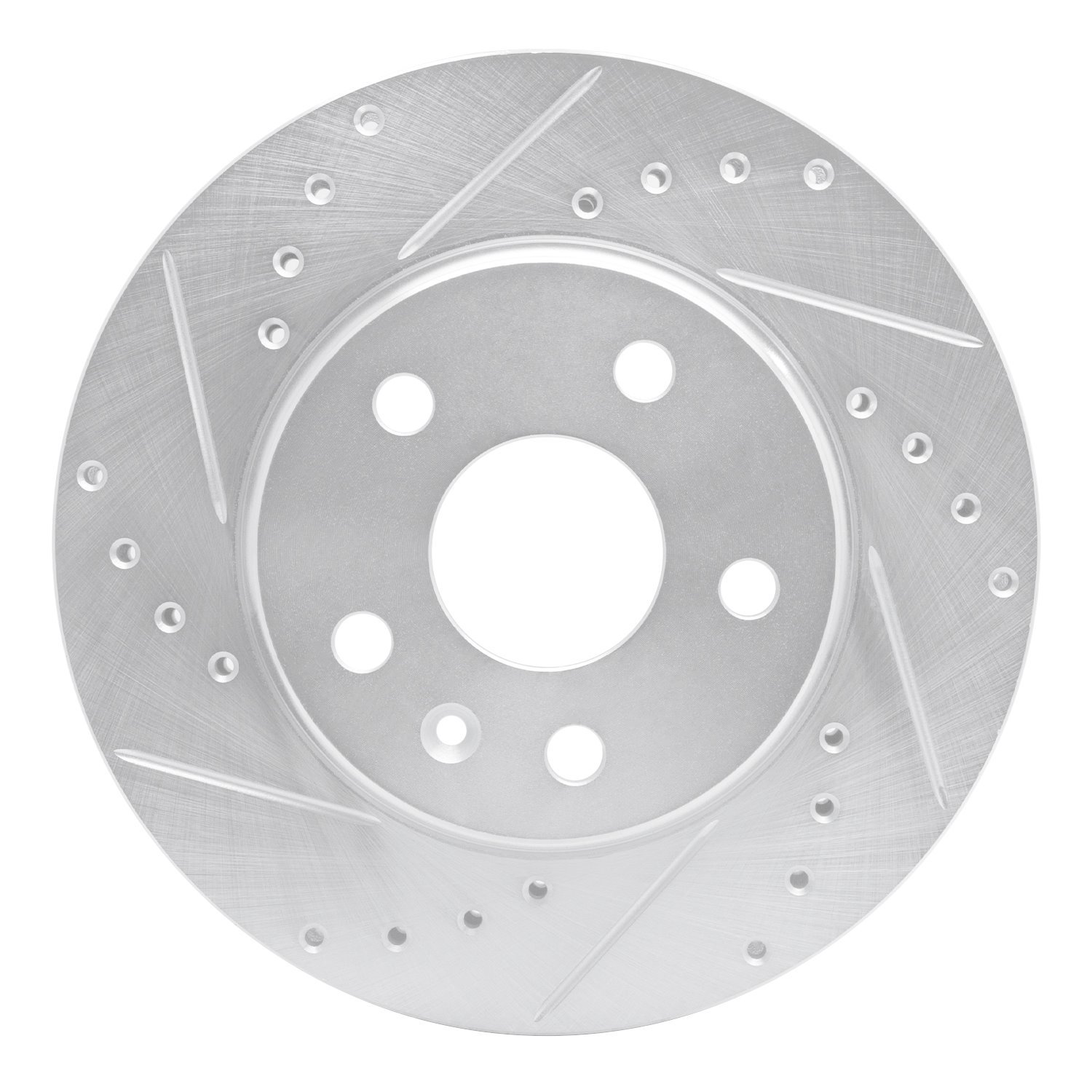 E-Line Drilled & Slotted Silver Brake Rotor, 2011-2016 GM, Position: Front Left