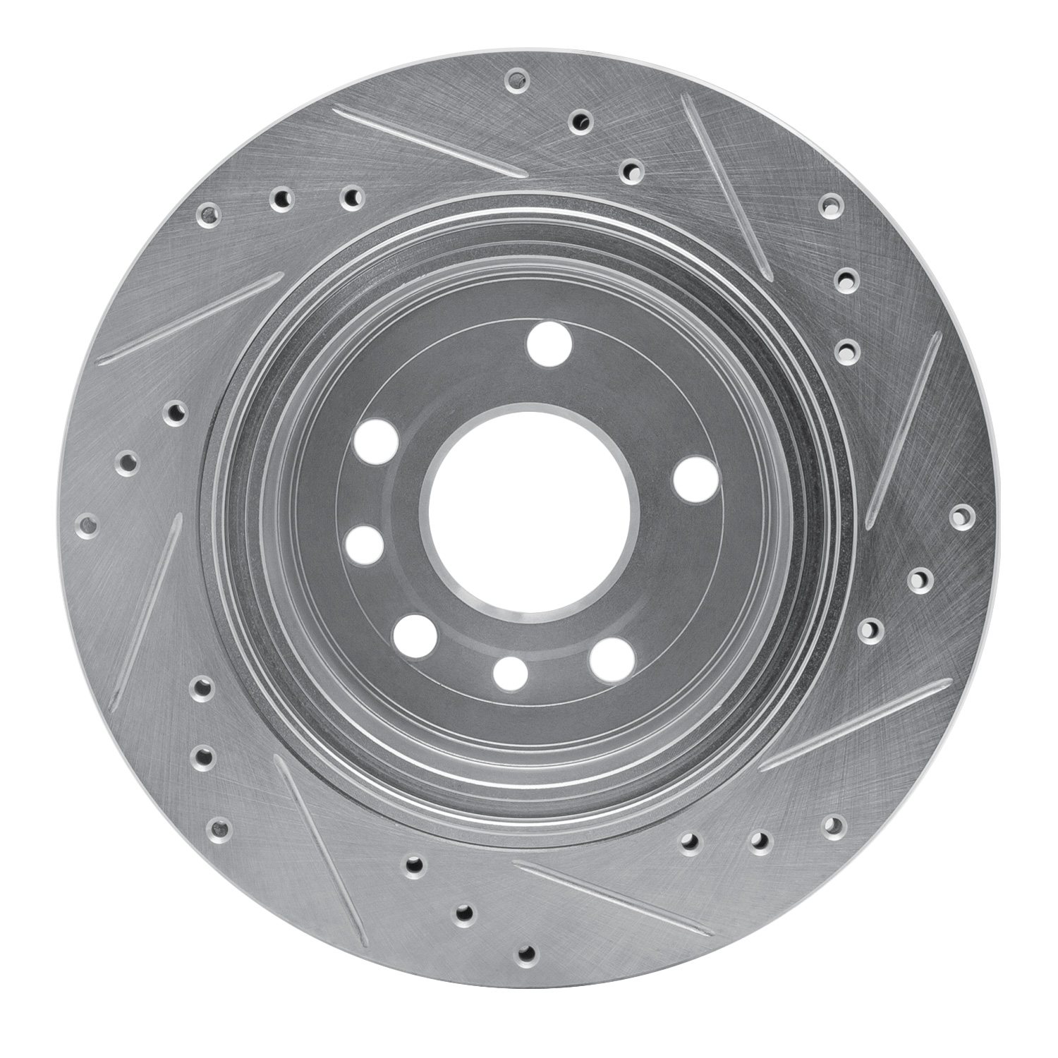 E-Line Drilled & Slotted Silver Brake Rotor, 2001-2001 GM, Position: Rear Left