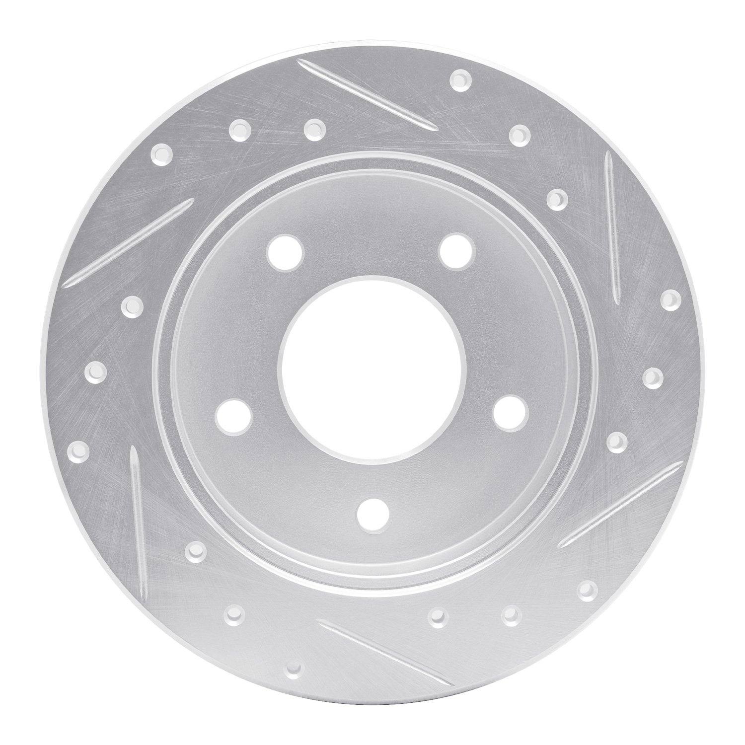 E-Line Drilled & Slotted Silver Brake Rotor, 1986-1992 GM, Position: Rear Left